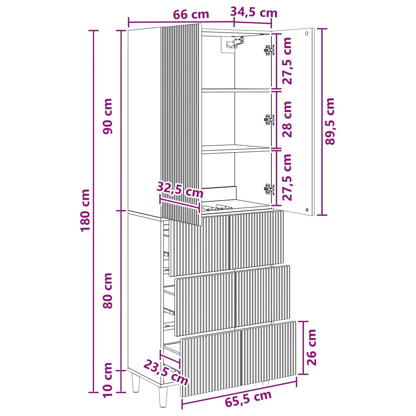 Skapsett 2 pcs 66 x 34,5 x 90 cm Konstruert tre