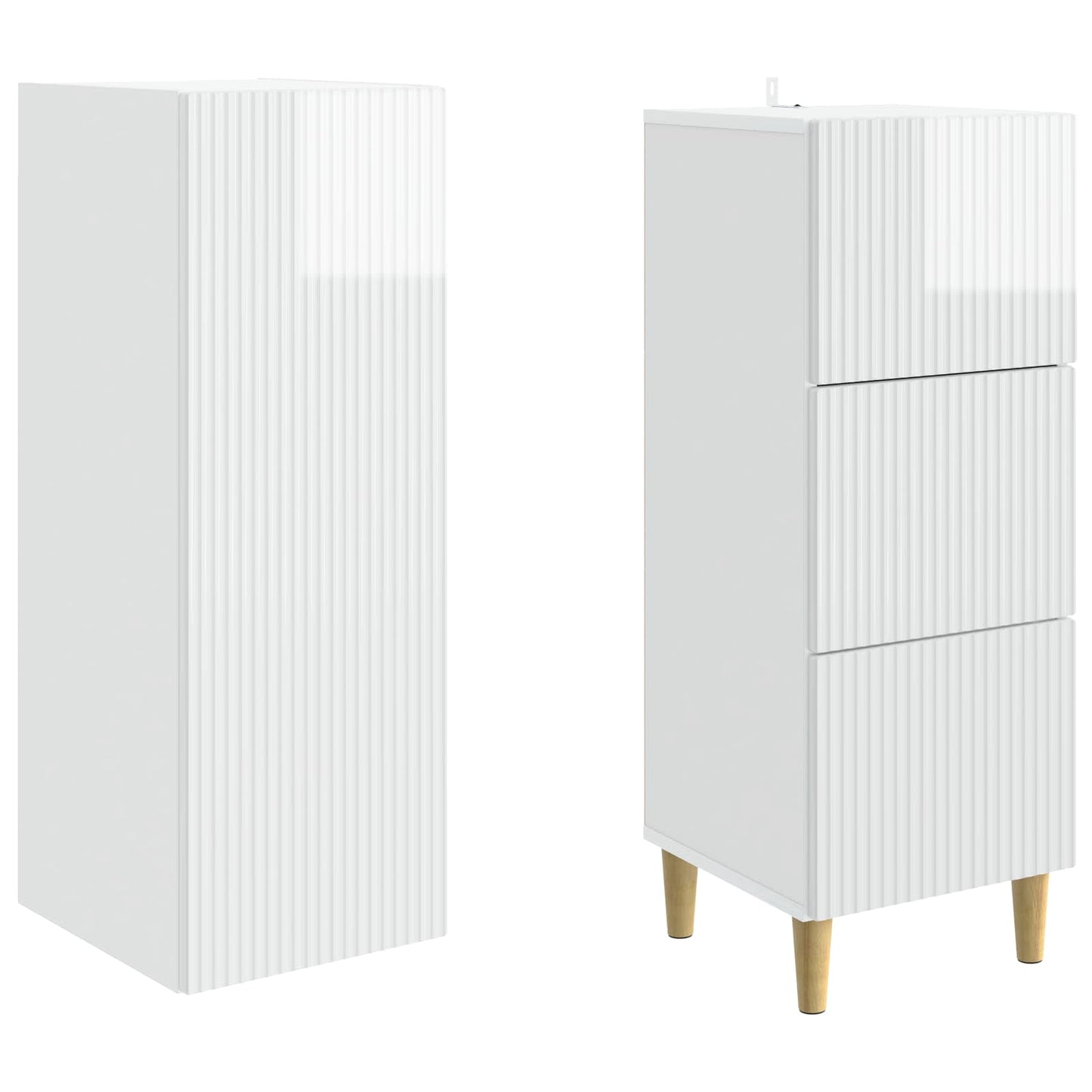 Skapsett 2 pcs Høgglans hvit 33 x 34,5 x 90 cm Konstruert tre