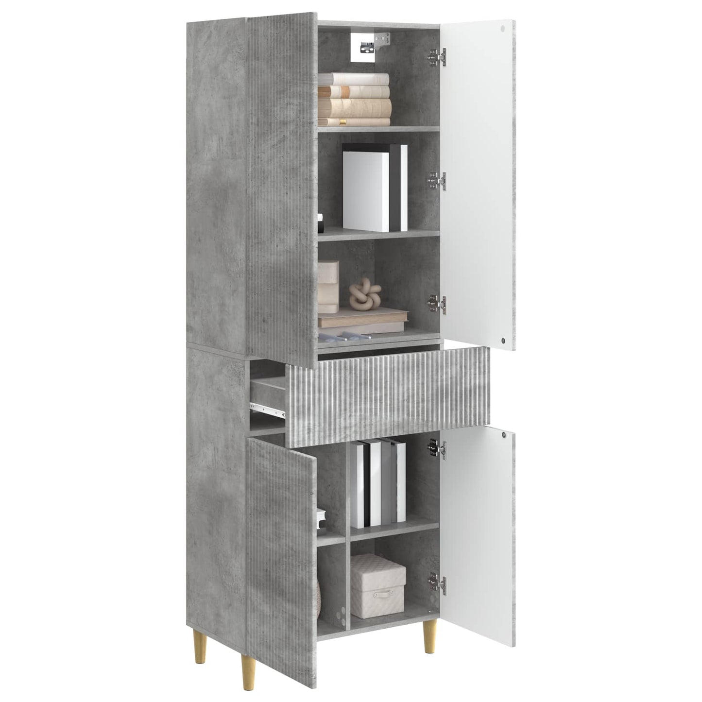 Skapsett 2 pcs Betonggrå 66 x 34,5 x 90 cm Konstruert tre