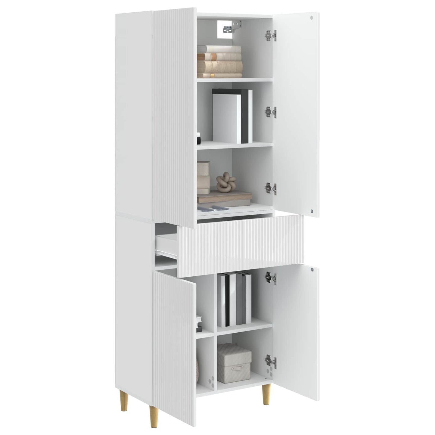 Skapsett 2 pcs Høgglans hvit 66 x 34,5 x 90 cm Konstruert tre