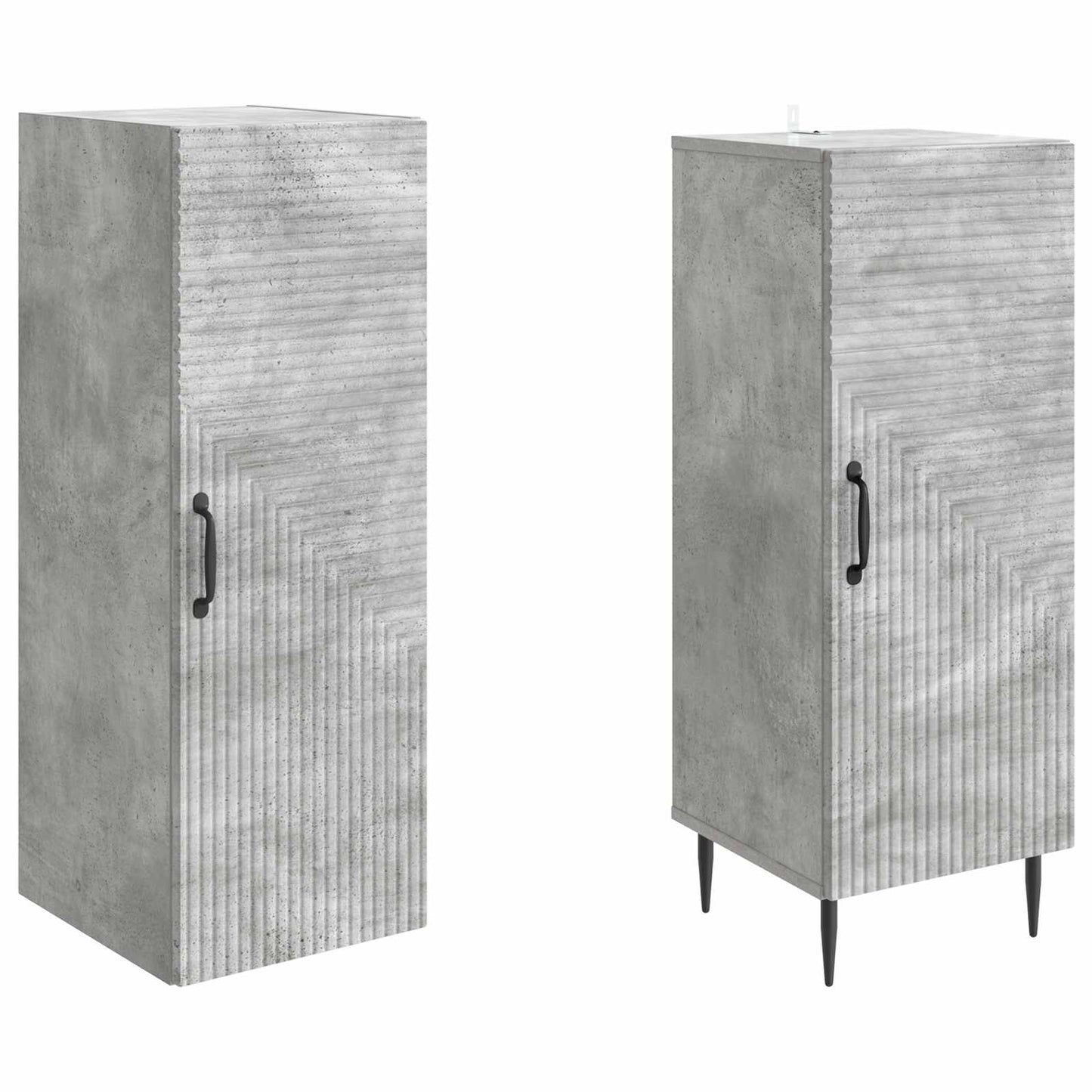 Skapsett 2 pcs Betonggrå 33 x 34,5 x 89,5 cm Konstruert tre