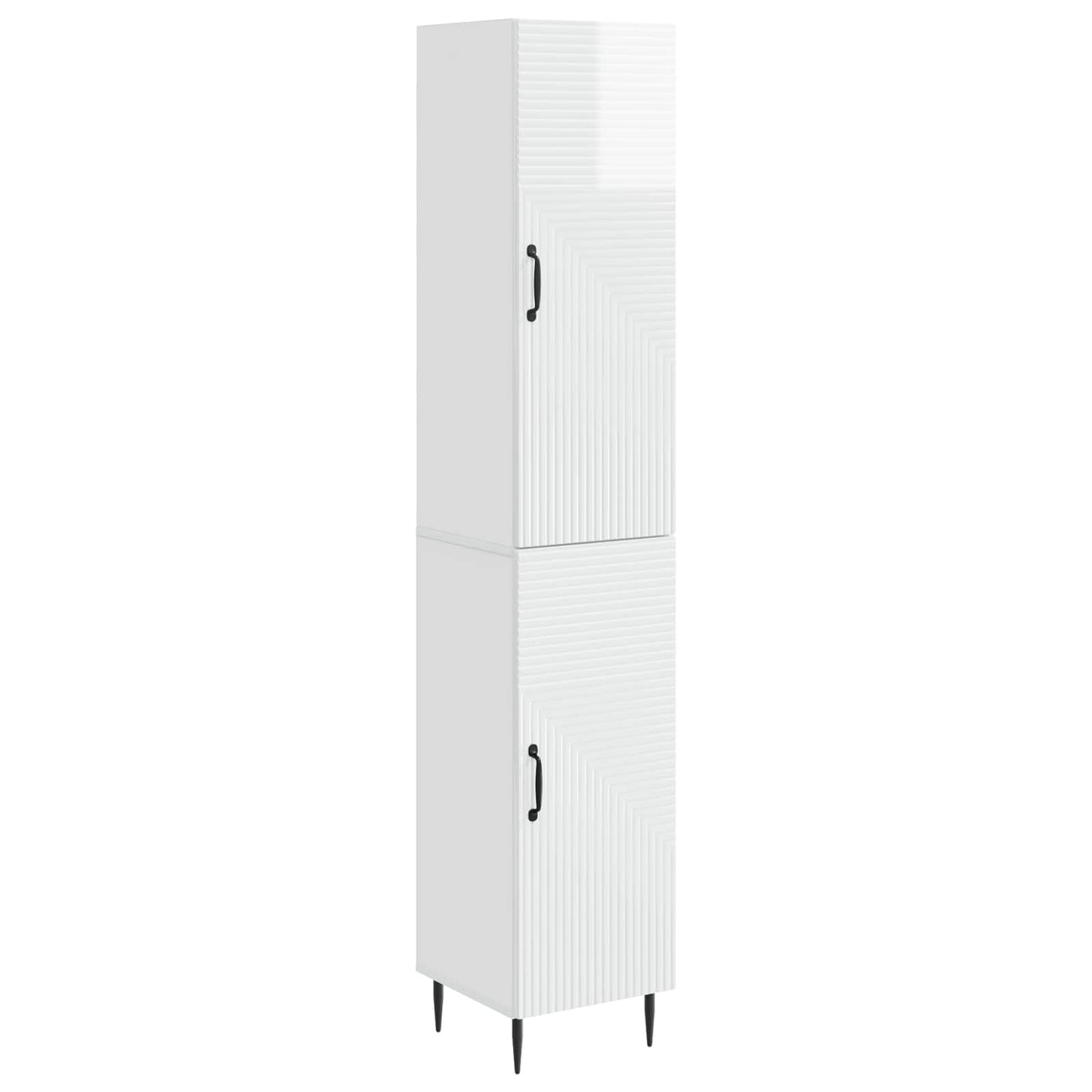 Skapsett 2 pcs Høgglans hvit 33 x 34,5 x 89,5 cm Konstruert tre