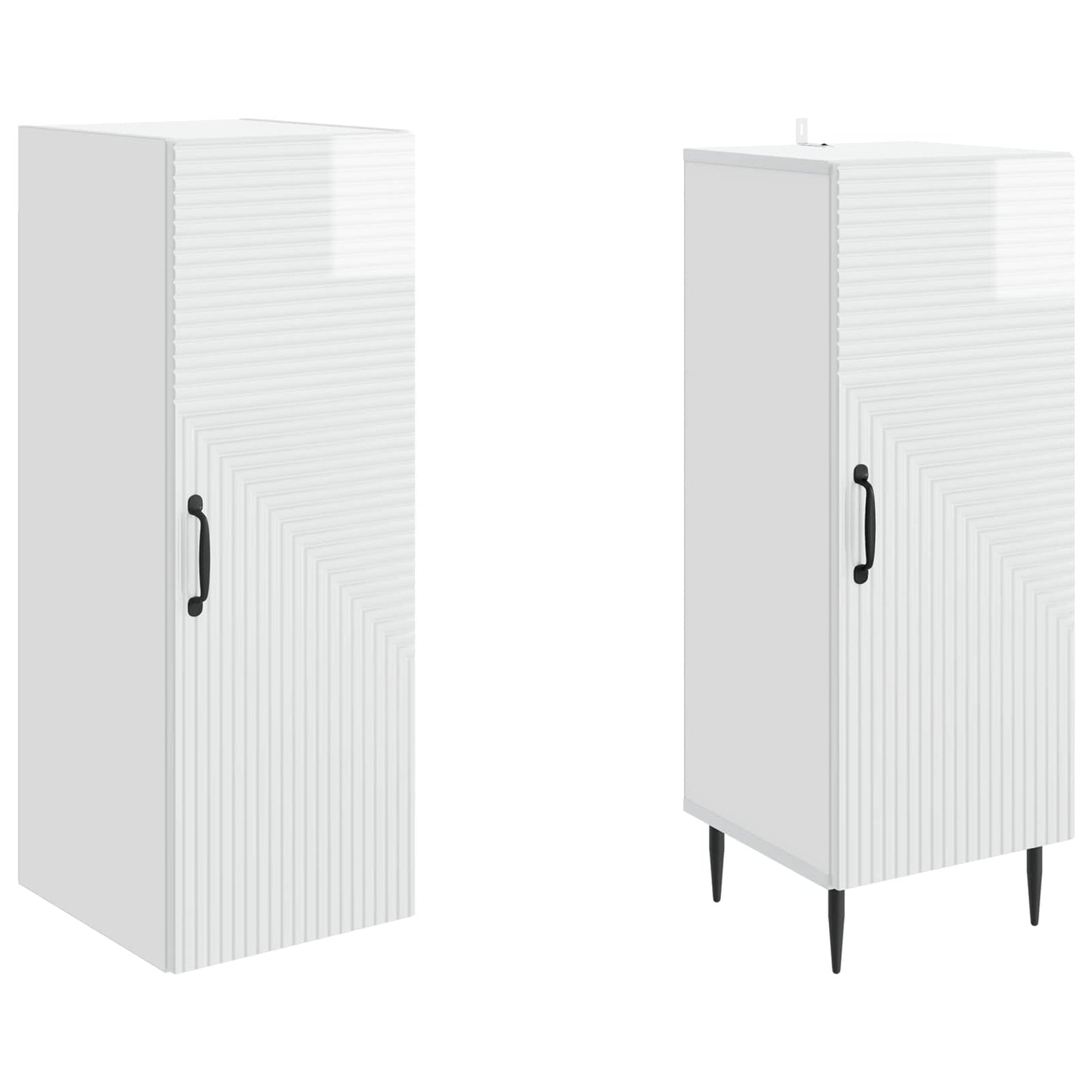 Skapsett 2 pcs Høgglans hvit 33 x 34,5 x 89,5 cm Konstruert tre