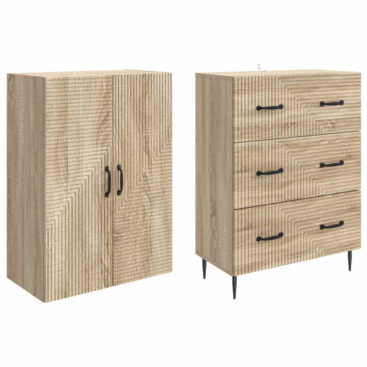 Skapsett 2 pcs Sonoma eik 66 x 34,5 x 90 cm Konstruert tre