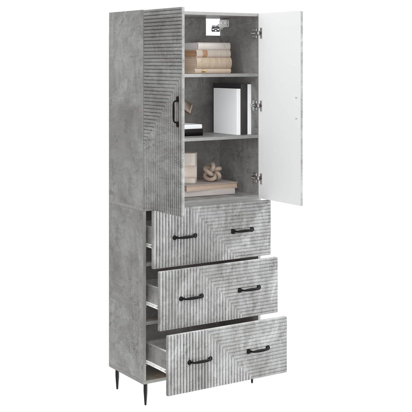 Skapsett 2 pcs Betonggrå 66 x 34,5 x 90 cm Konstruert tre