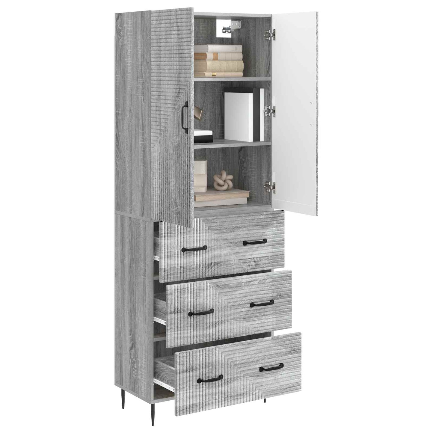 Skapsett 2 pcs Grå Sonoma 66 x 34,5 x 90 cm Konstruert tre