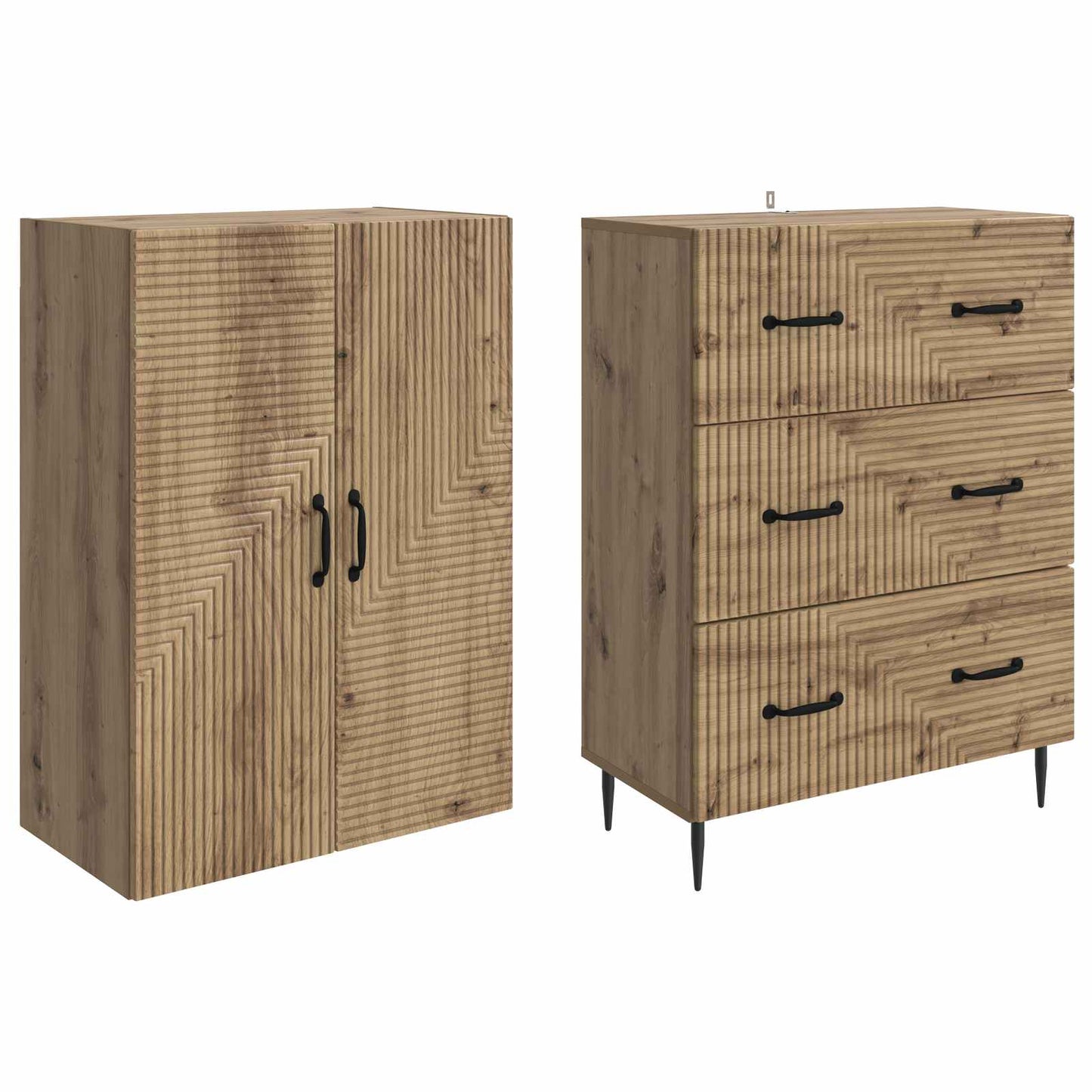 Skapsett 2 stk. 66 x 34,5 x 90 cm Konstruert tre Artisan eik