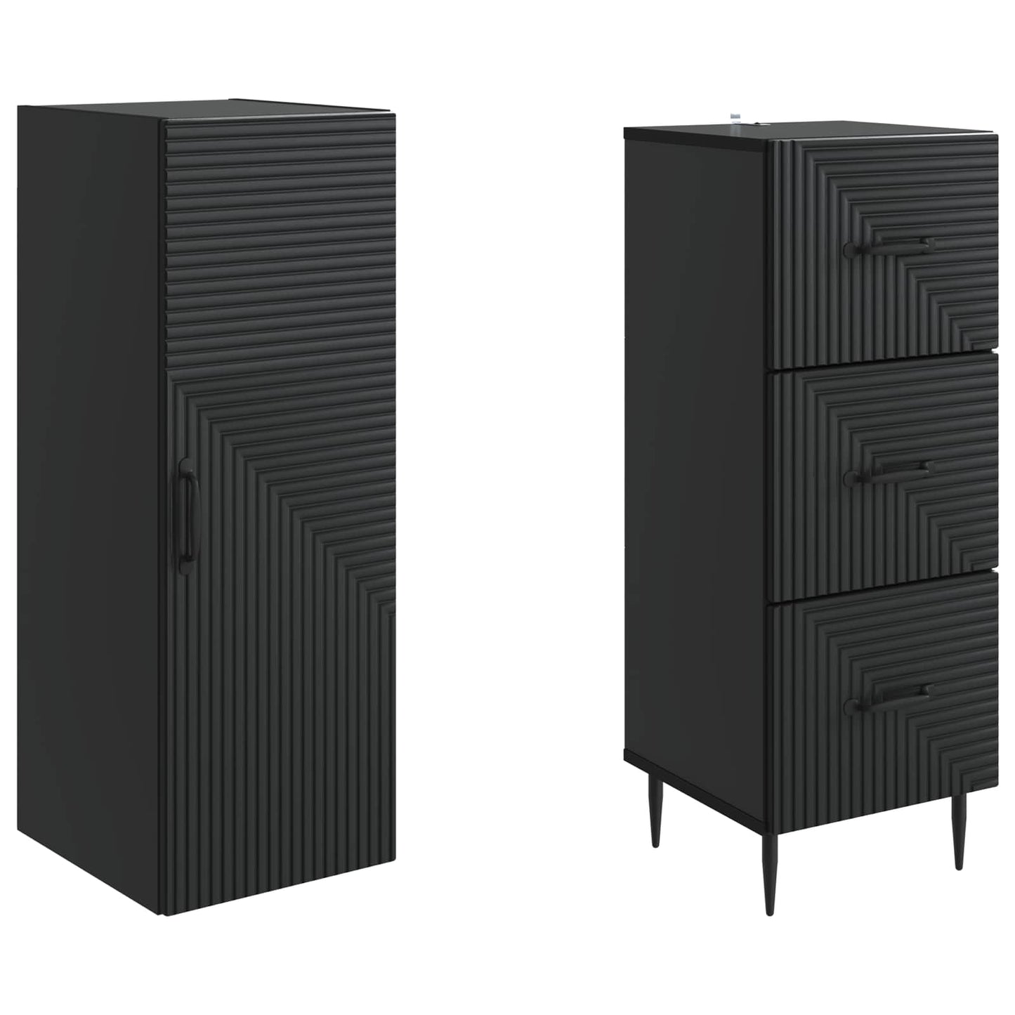 Skapsett 2 pcs Svart 33 x 34,5 x 90 cm Konstruert tre