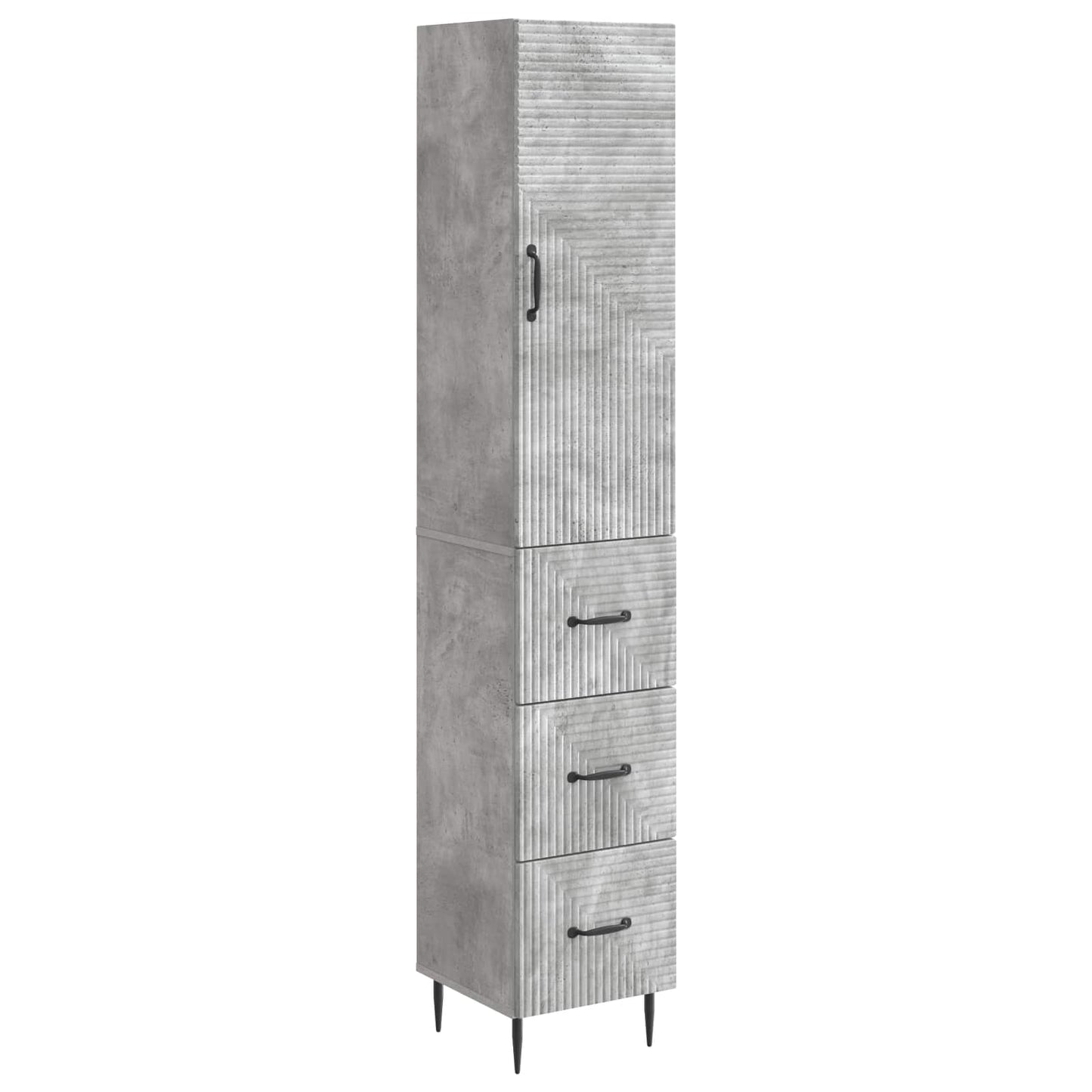 Skapsett 2 pcs Betonggrå 33 x 34,5 x 90 cm Konstruert tre