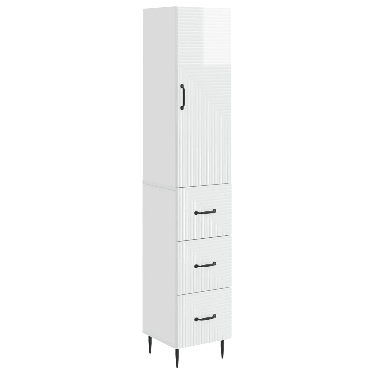 Skapsett 2 pcs Høgglans hvit 33 x 34,5 x 90 cm Konstruert tre