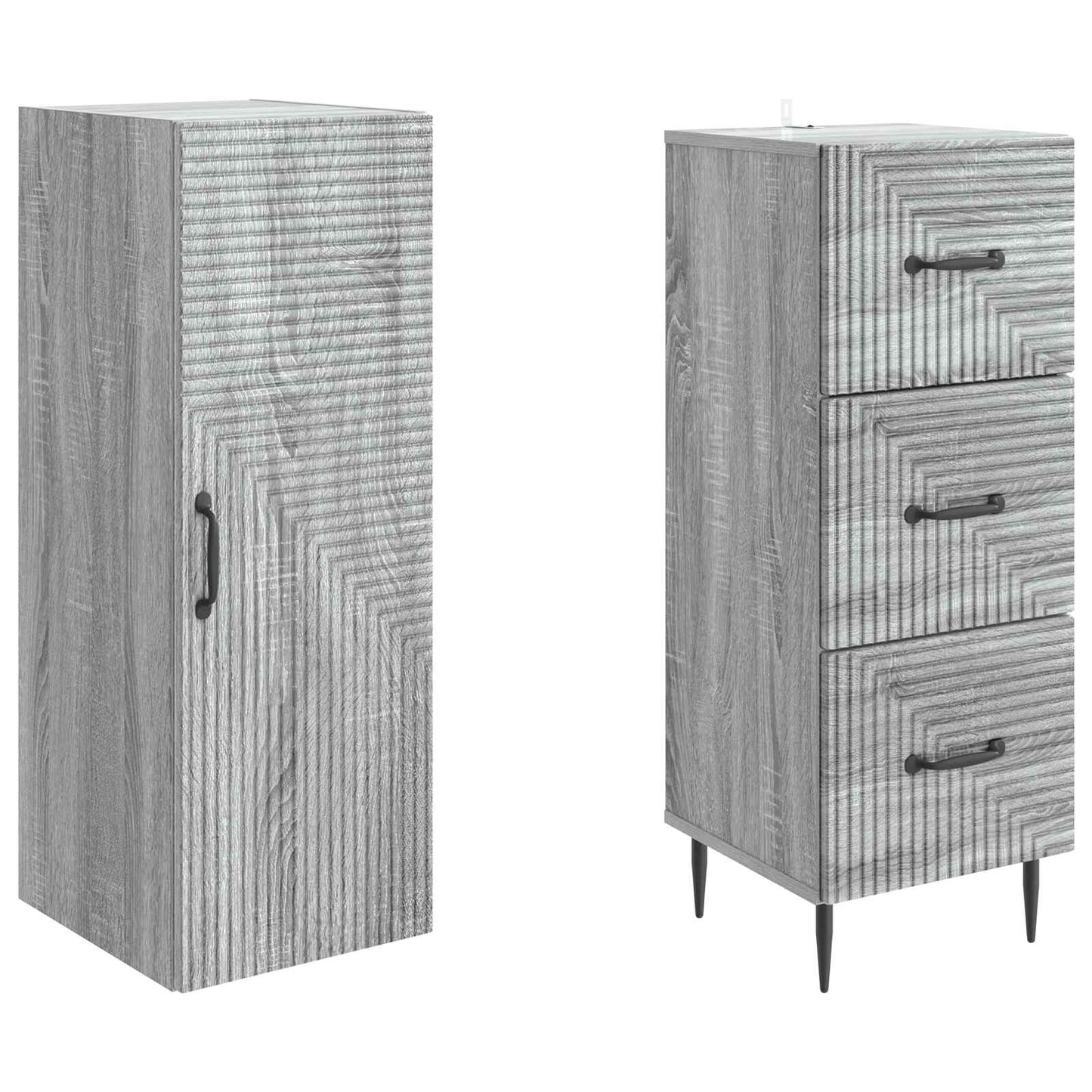 Skapsett 2 pcs Grå Sonoma 33 x 34,5 x 90 cm Konstruert tre