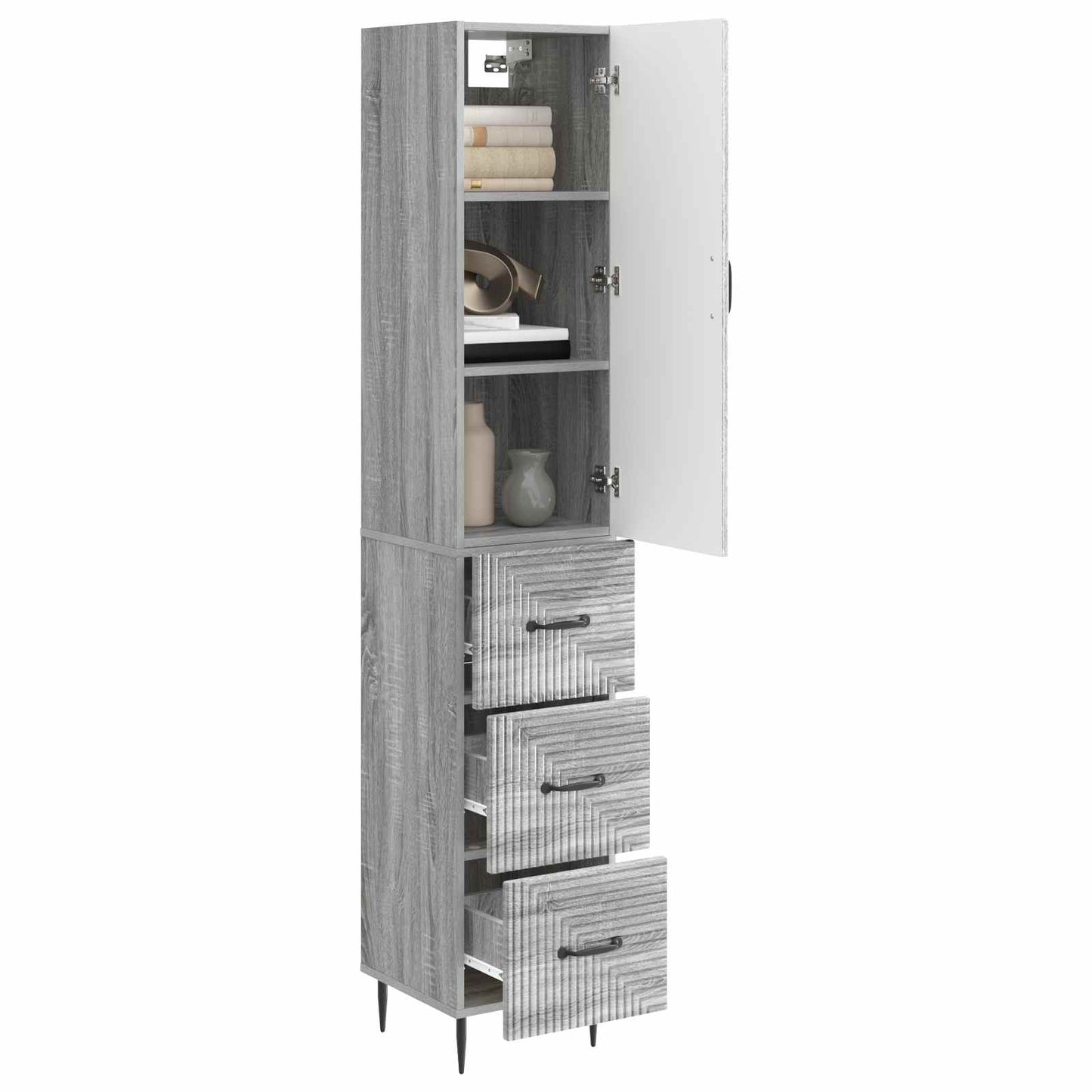 Skapsett 2 pcs Grå Sonoma 33 x 34,5 x 90 cm Konstruert tre