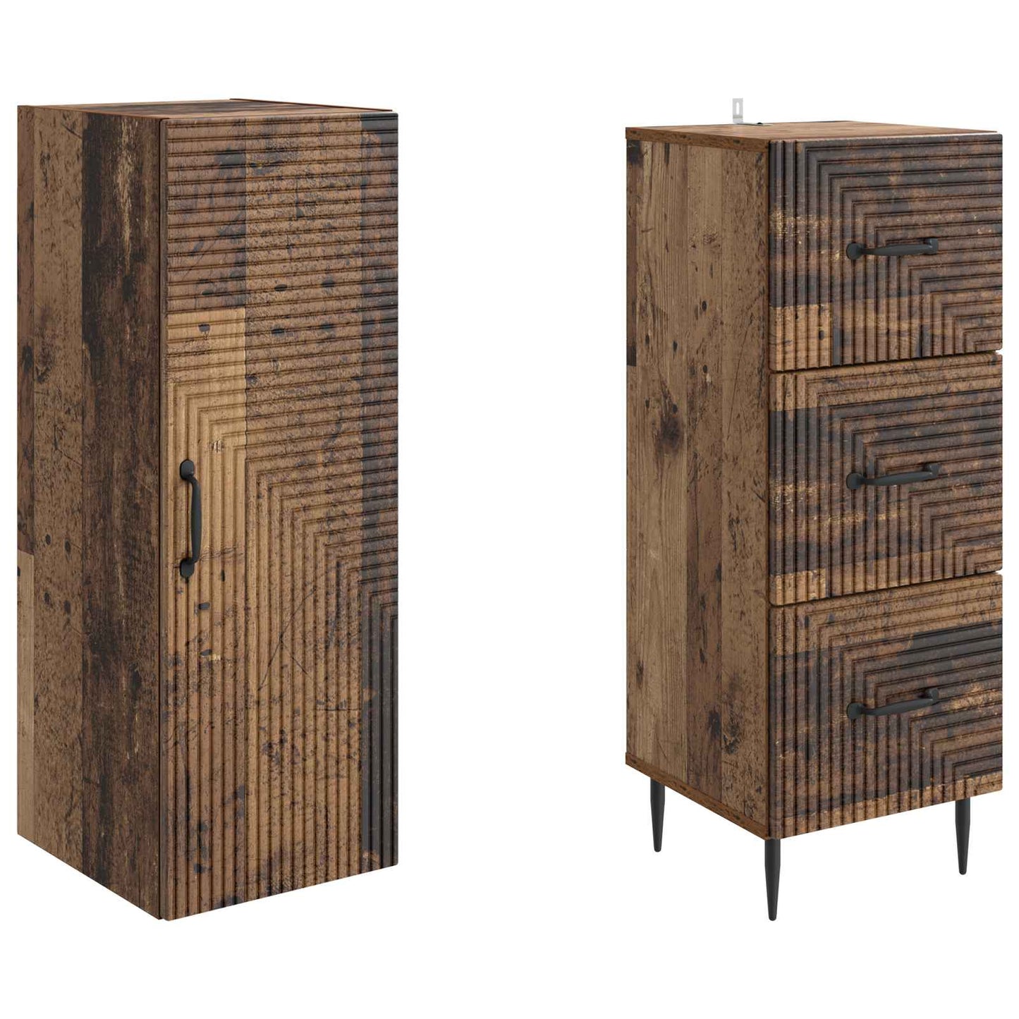 Skapsett 2 pcs Gammelt tre 33 x 34,5 x 90 cm Konstruert tre