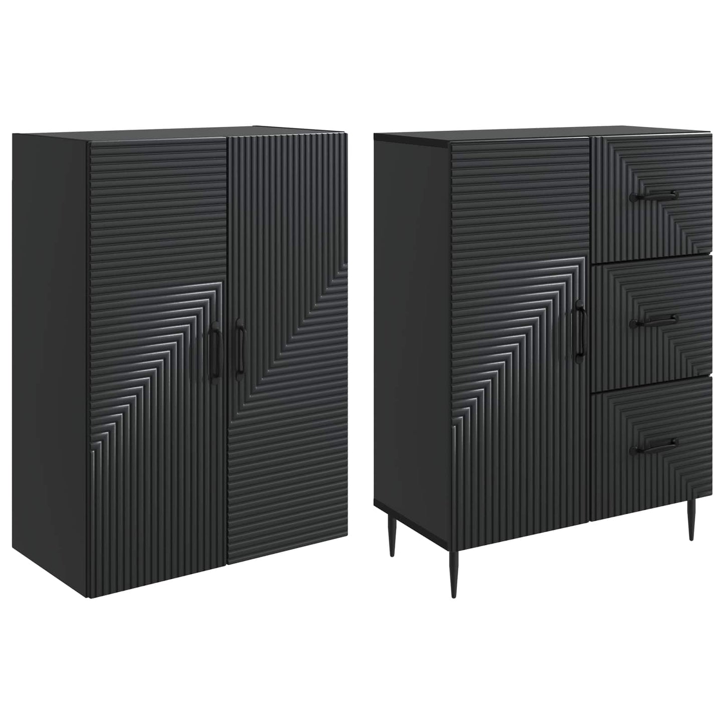 Skapsett 2 pcs Svart 66 x 34,5 x 89,5 cm Konstruert tre