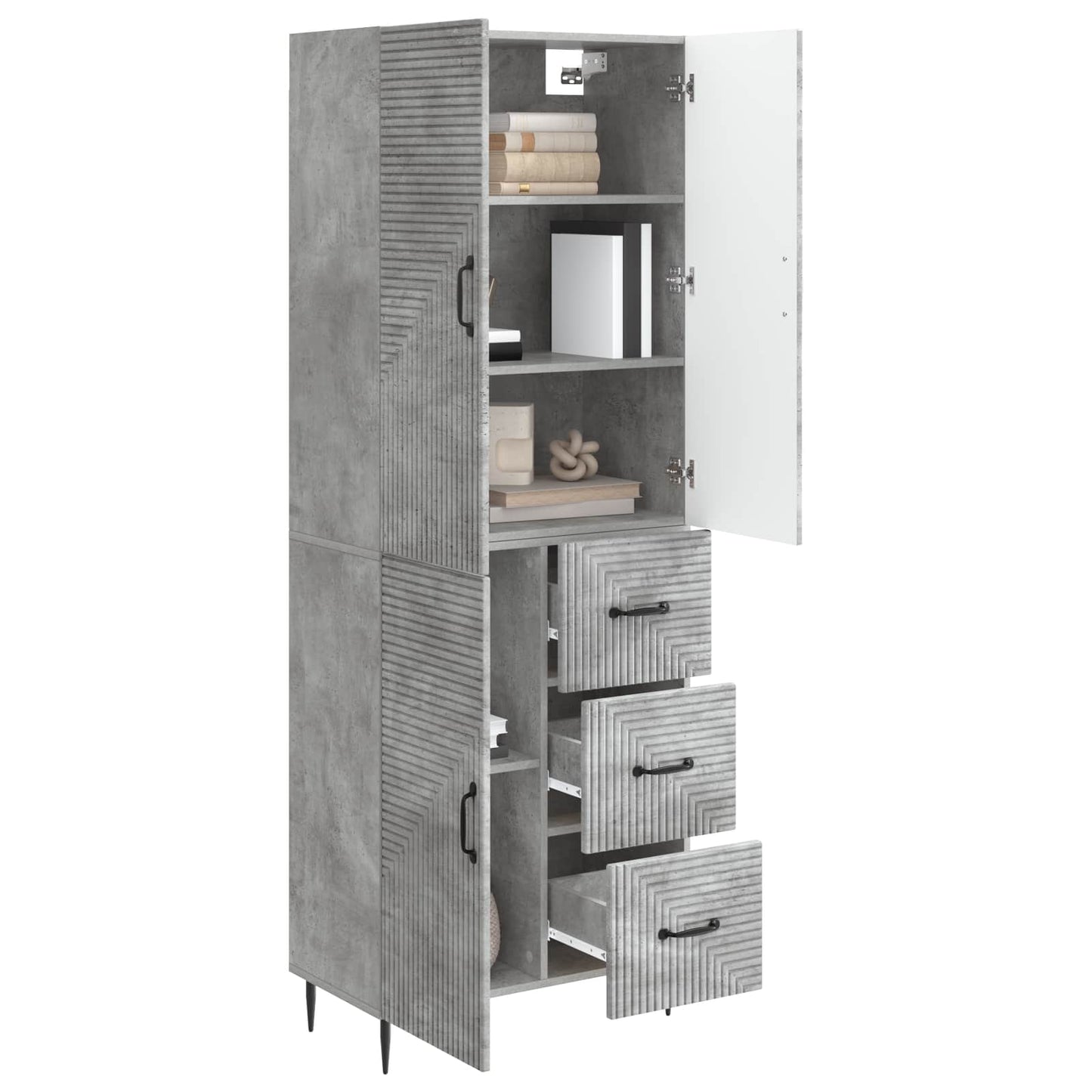 Skapsett 2 pcs Betonggrå 66 x 34,5 x 89,5 cm Konstruert tre