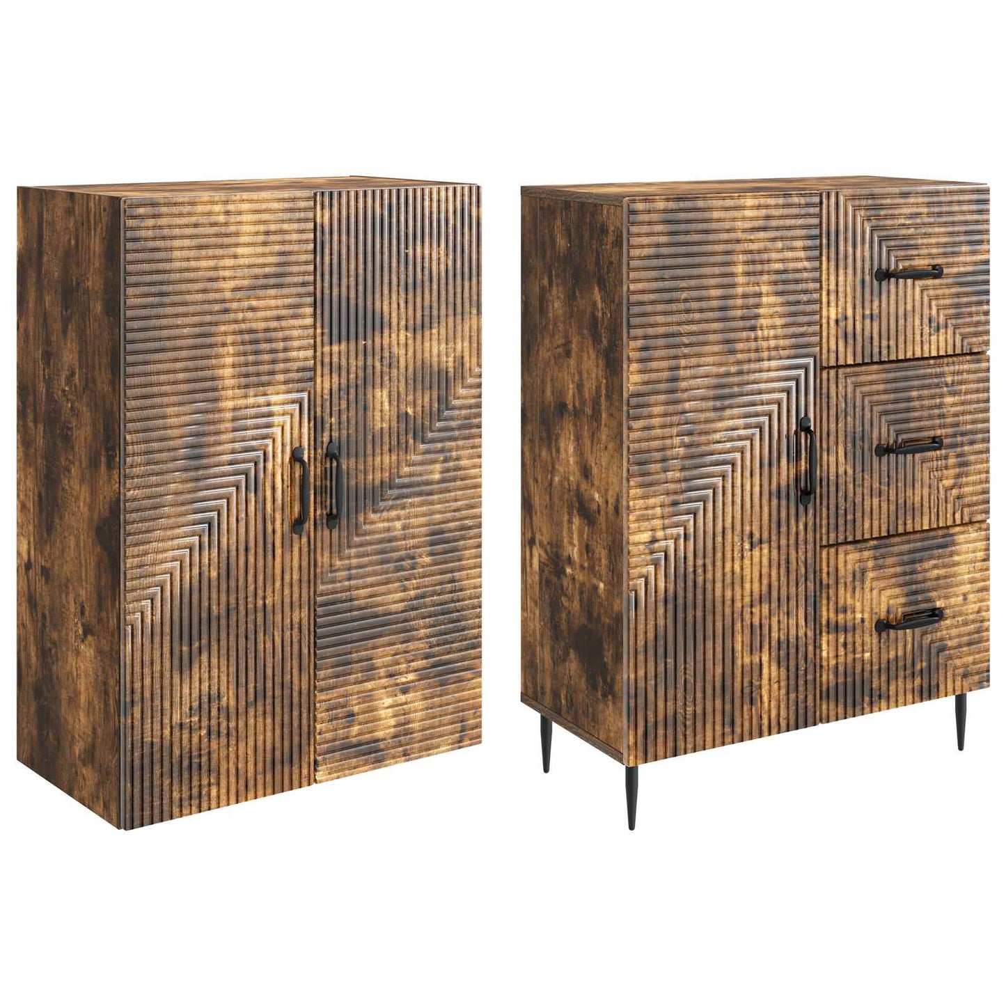 Skapsett 2 pcs Røkt Eik 66 x 34,5 x 89,5 cm Konstruert tre