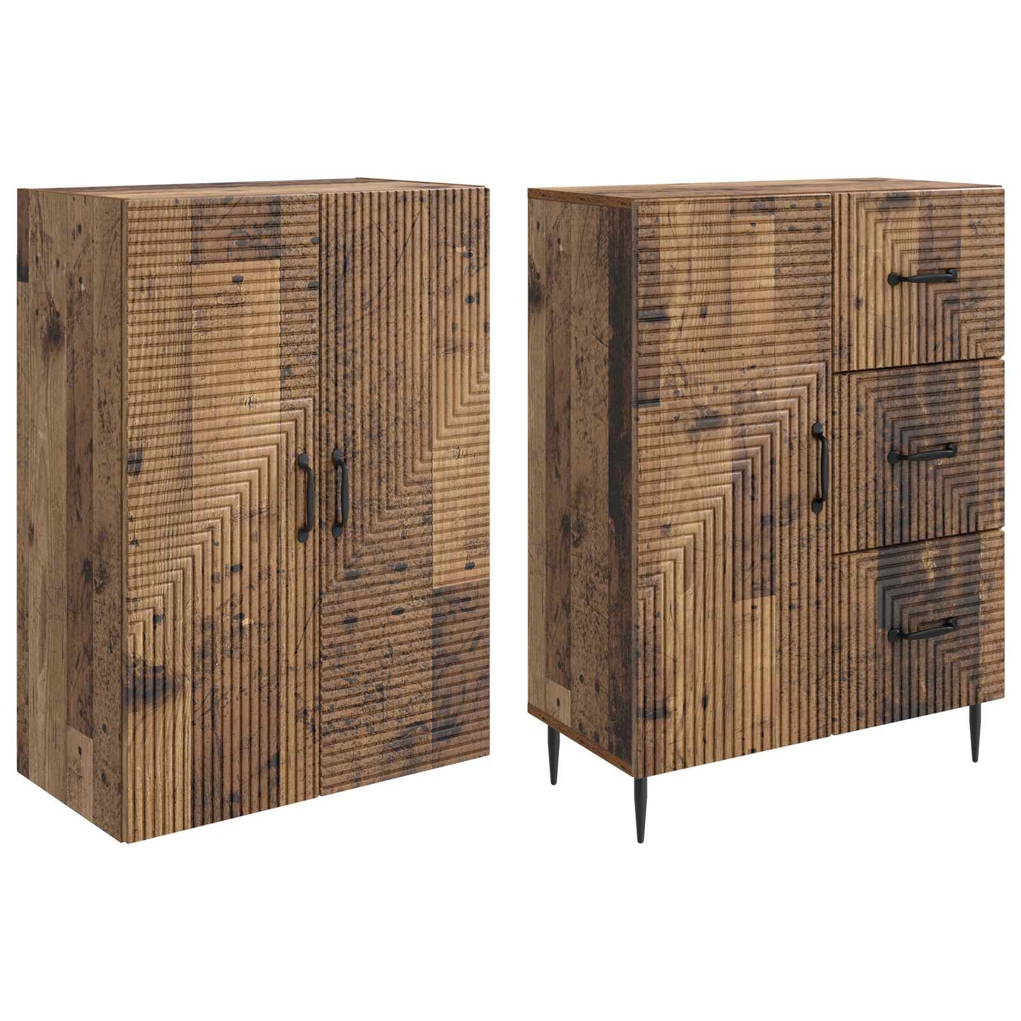 Skapsett 2 pcs Gammelt tre 66 x 34,5 x 89,5 cm Konstruert tre