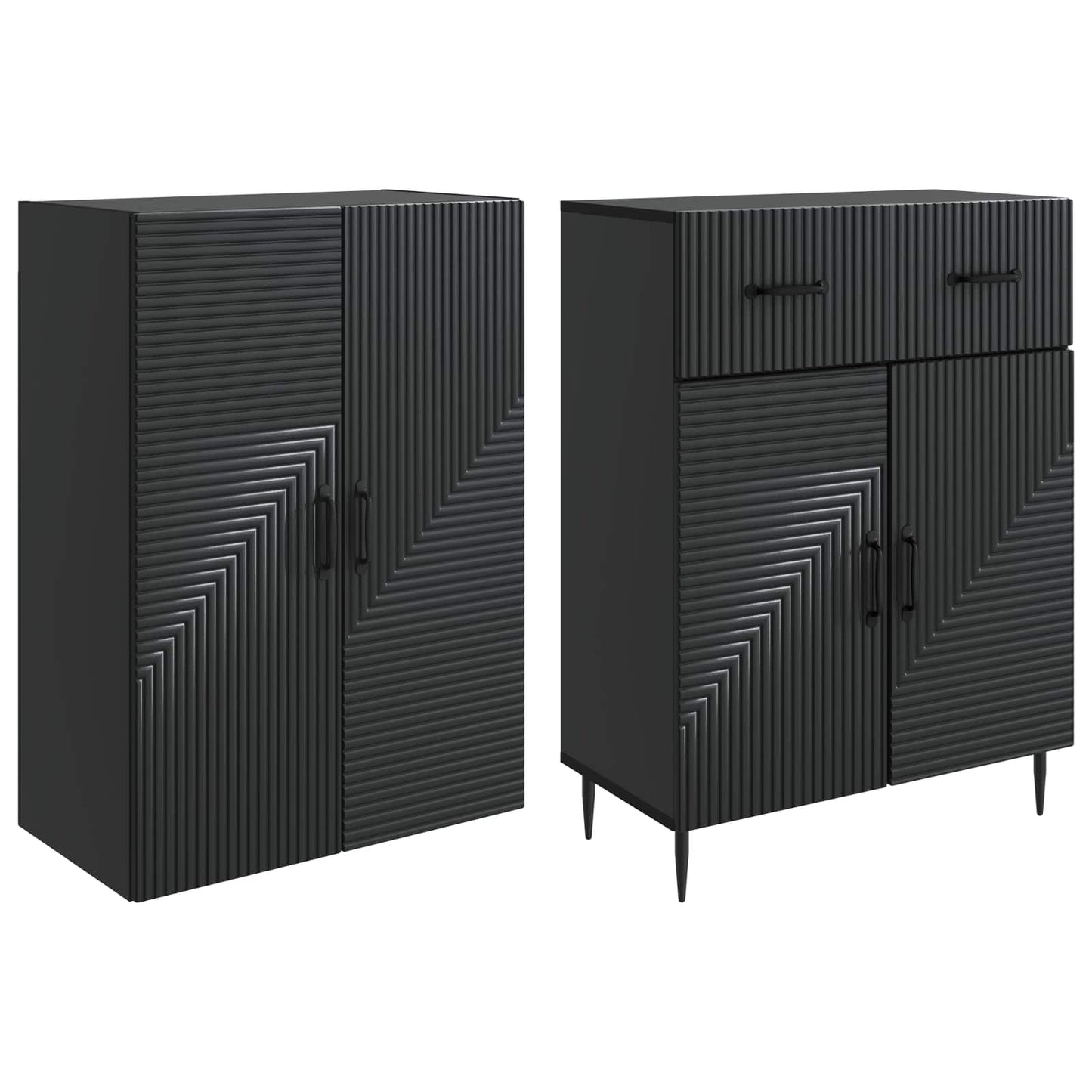Skapsett 2 pcs Svart 66 x 34,5 x 89,5 cm Konstruert tre