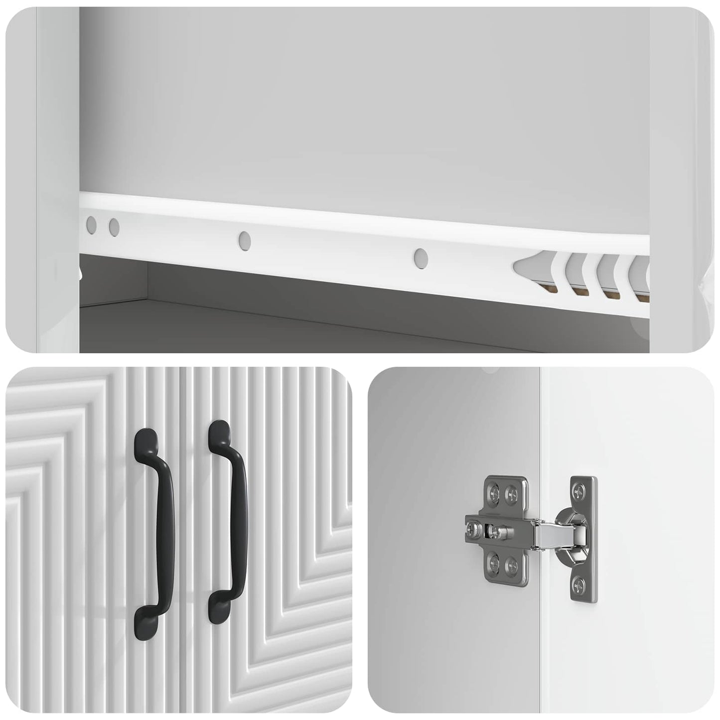 Skapsett 2 pcs Høgglans hvit 66 x 34,5 x 89,5 cm Konstruert tre