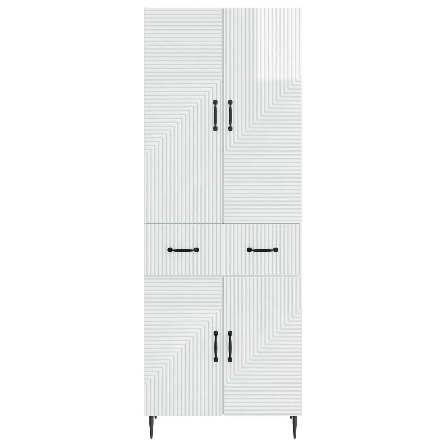 Skapsett 2 pcs Høgglans hvit 66 x 34,5 x 89,5 cm Konstruert tre