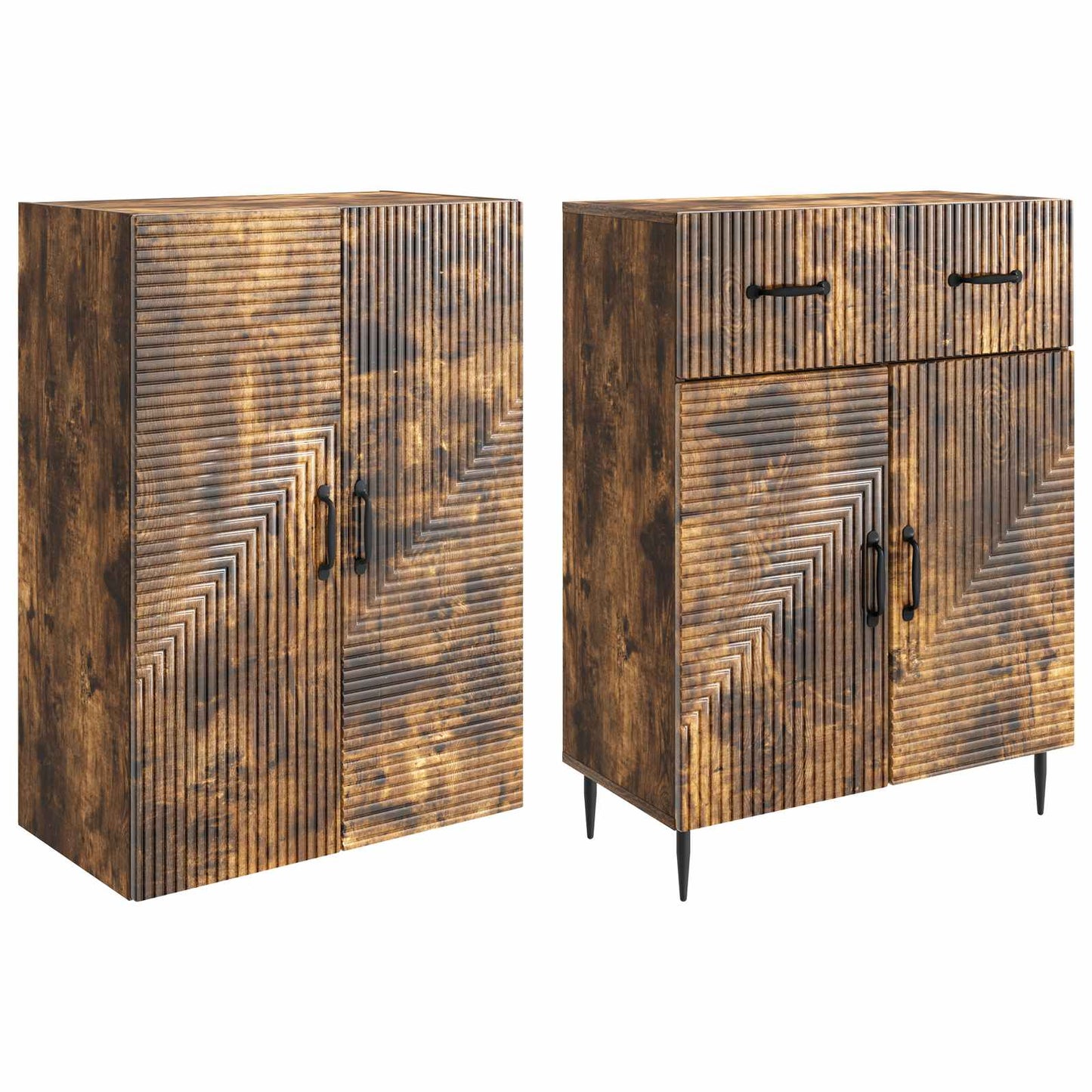 Skapsett 2 pcs Røkt Eik 66 x 34,5 x 89,5 cm Konstruert tre