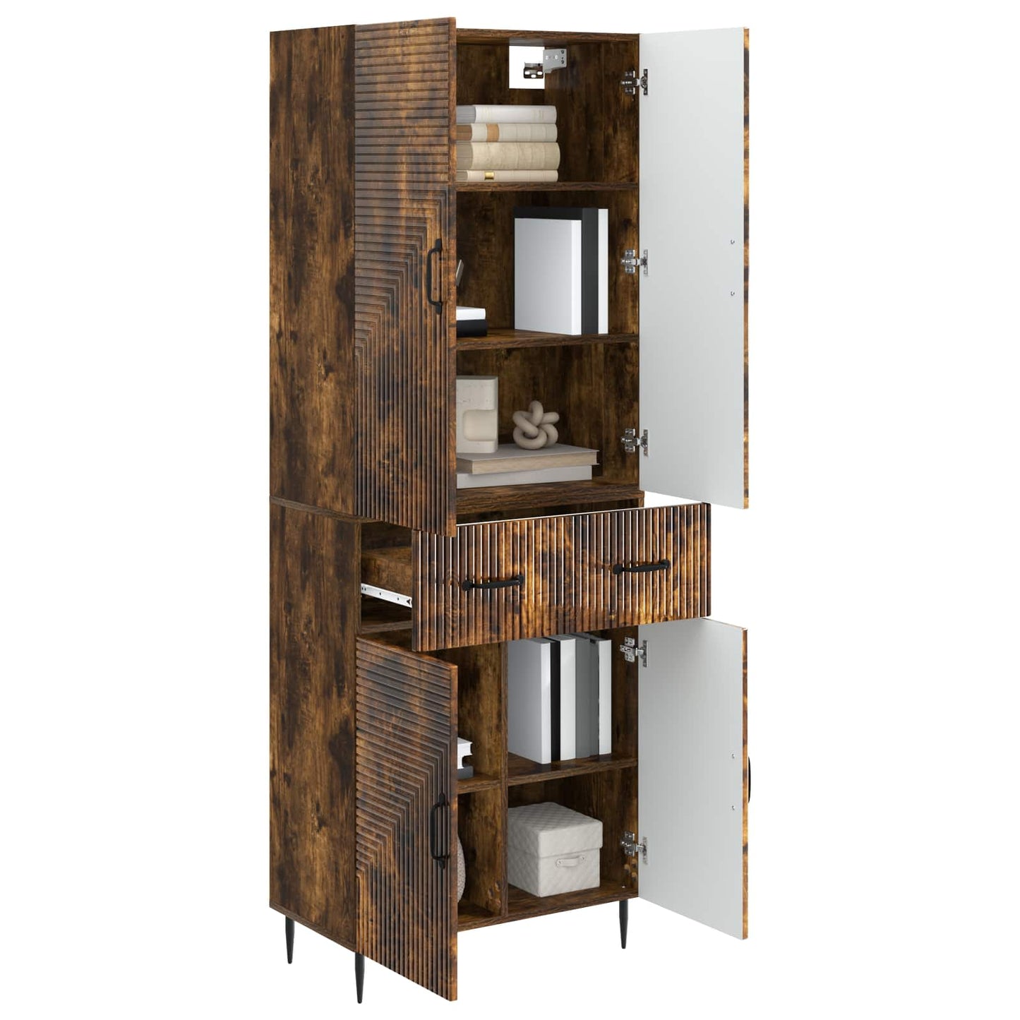 Skapsett 2 pcs Røkt Eik 66 x 34,5 x 89,5 cm Konstruert tre
