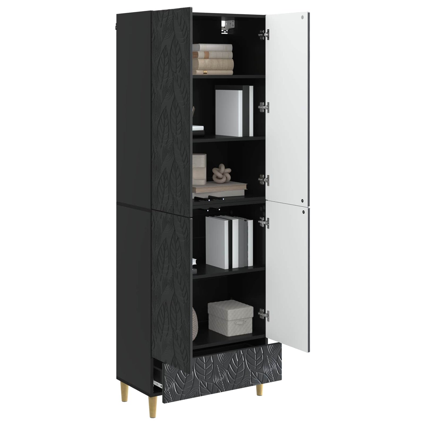 Skapsett 2 pcs Svart Konstruert tre