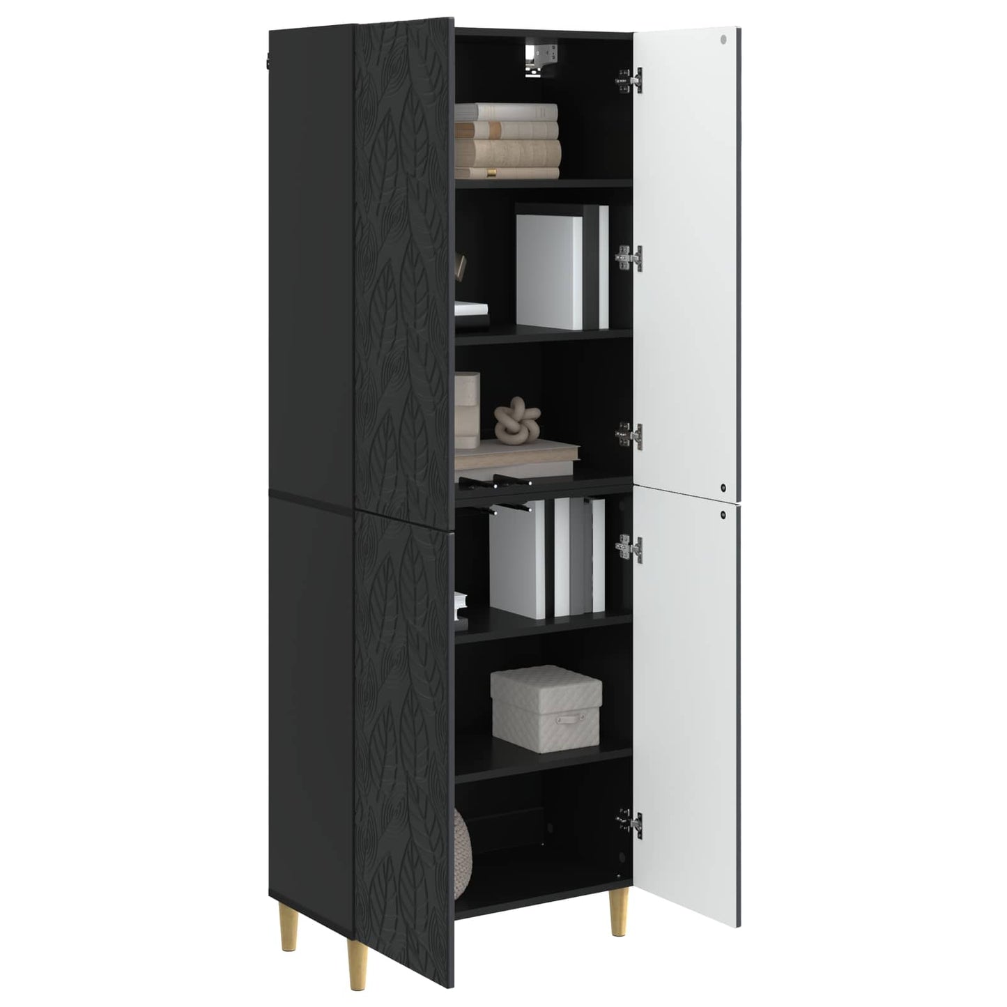 Skapsett 2 pcs Svart Konstruert tre