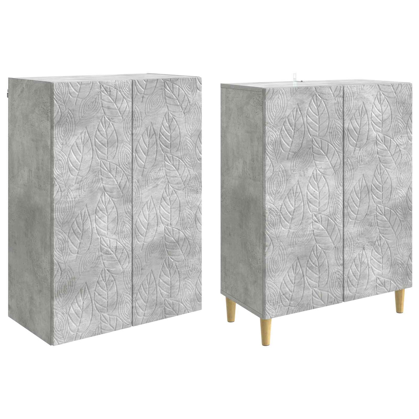 Skapsett 2 pcs Betonggrå Konstruert tre