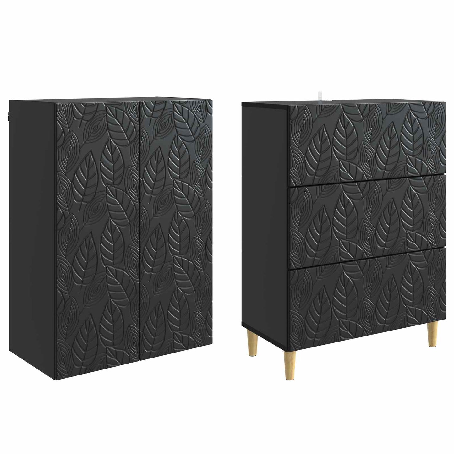 Skapsett 2 pcs Svart 66 x 34,5 x 90 cm Konstruert tre