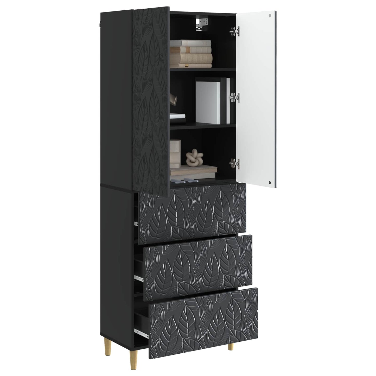 Skapsett 2 pcs Svart 66 x 34,5 x 90 cm Konstruert tre
