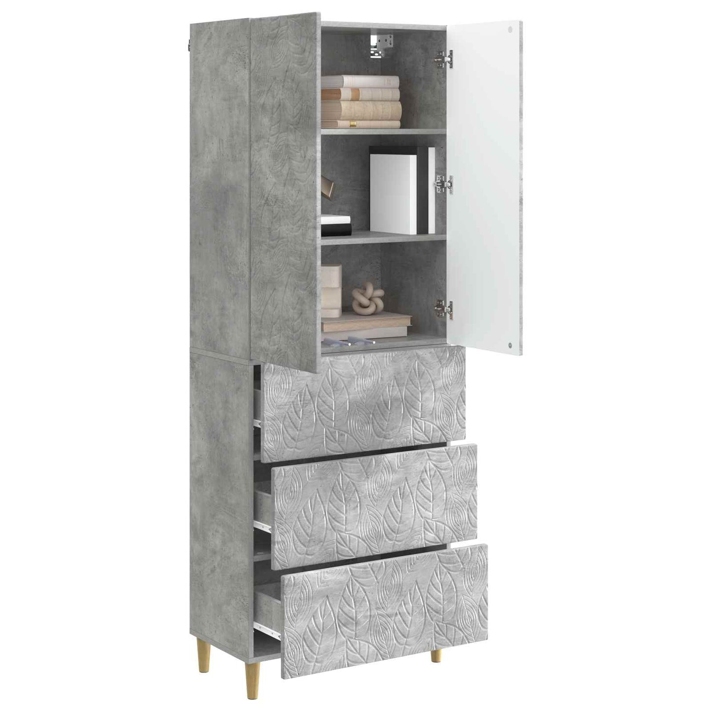 Skapsett 2 pcs Betonggrå 66 x 34,5 x 90 cm Konstruert tre