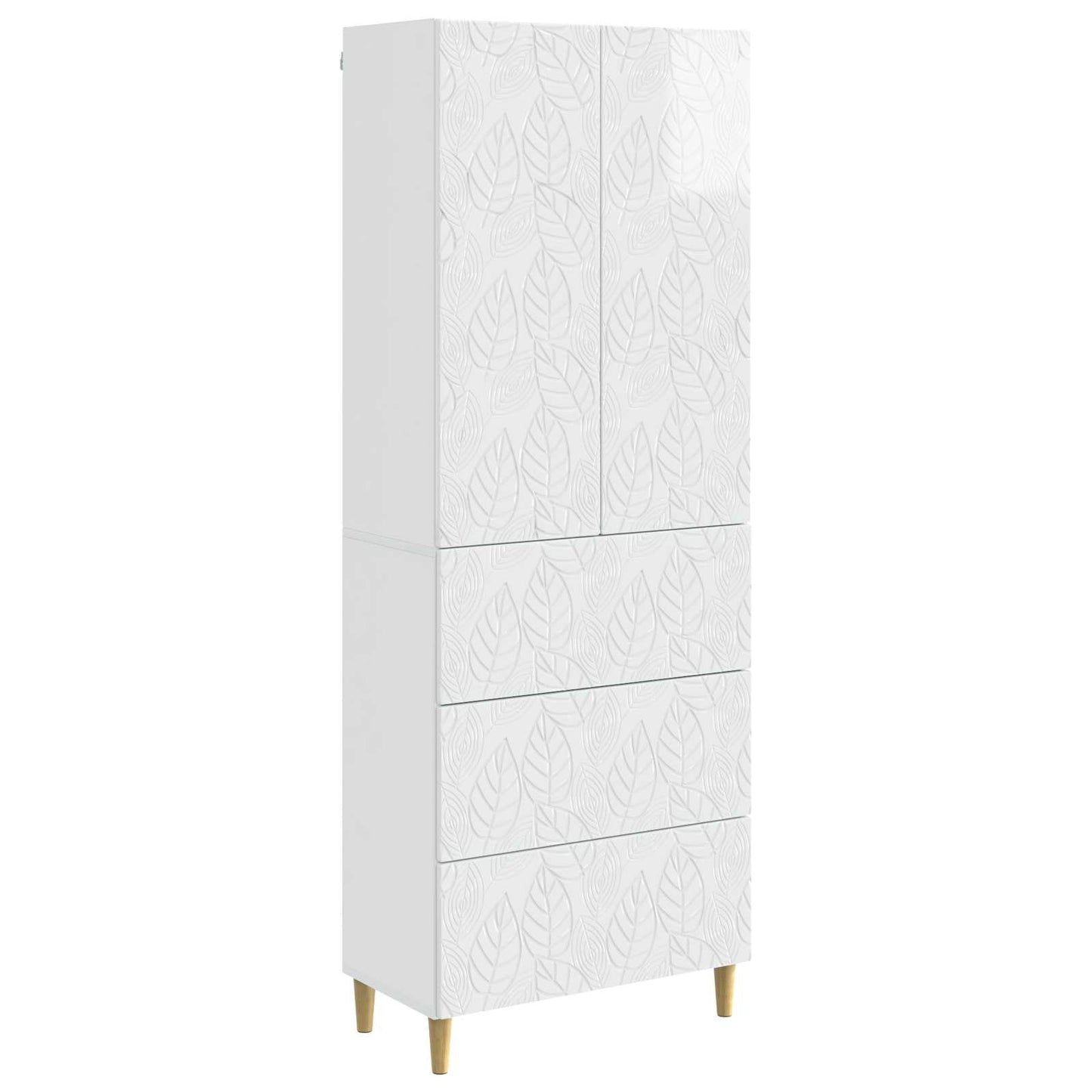 Skapsett 2 pcs Høgglans hvit 66 x 34,5 x 90 cm Konstruert tre
