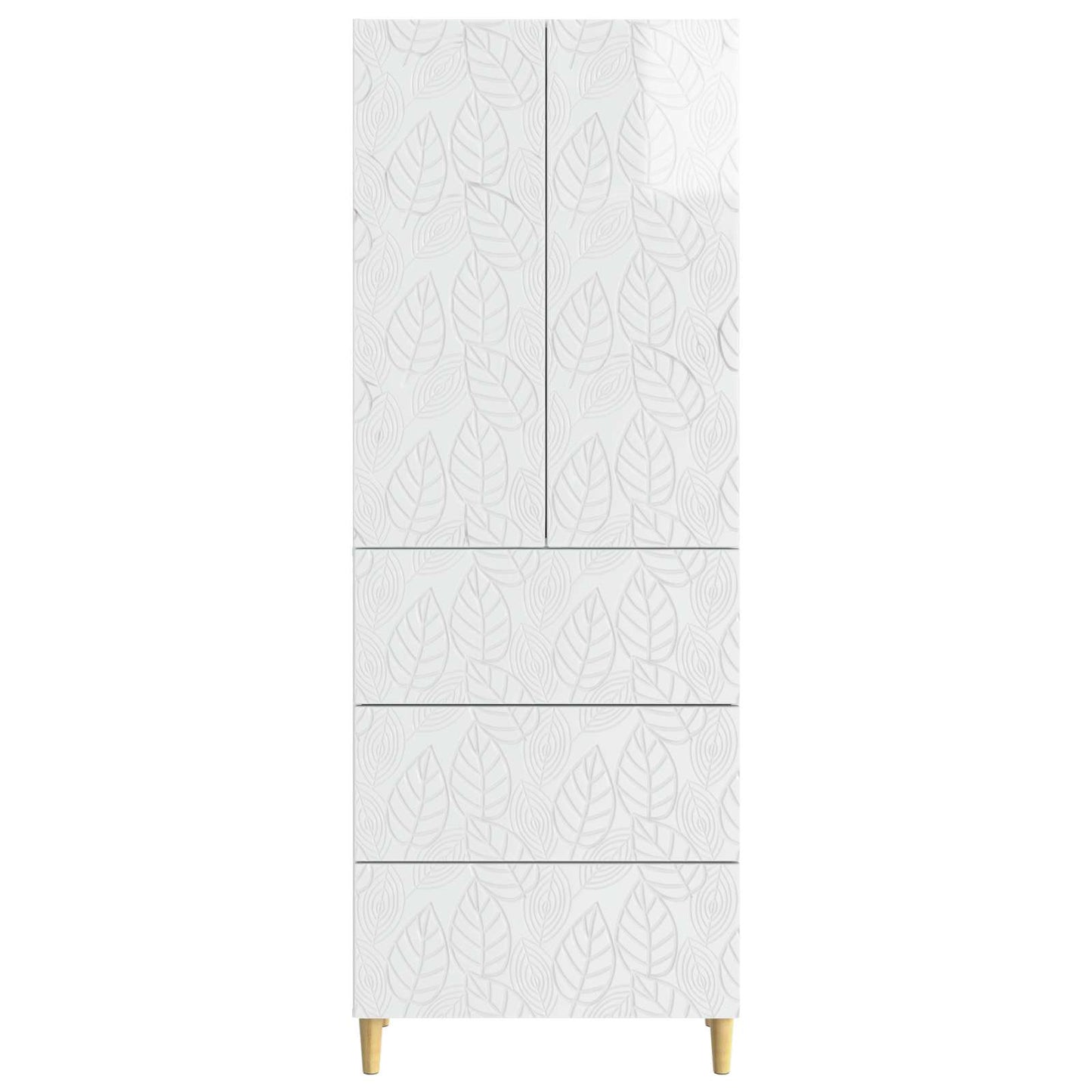 Skapsett 2 pcs Høgglans hvit 66 x 34,5 x 90 cm Konstruert tre