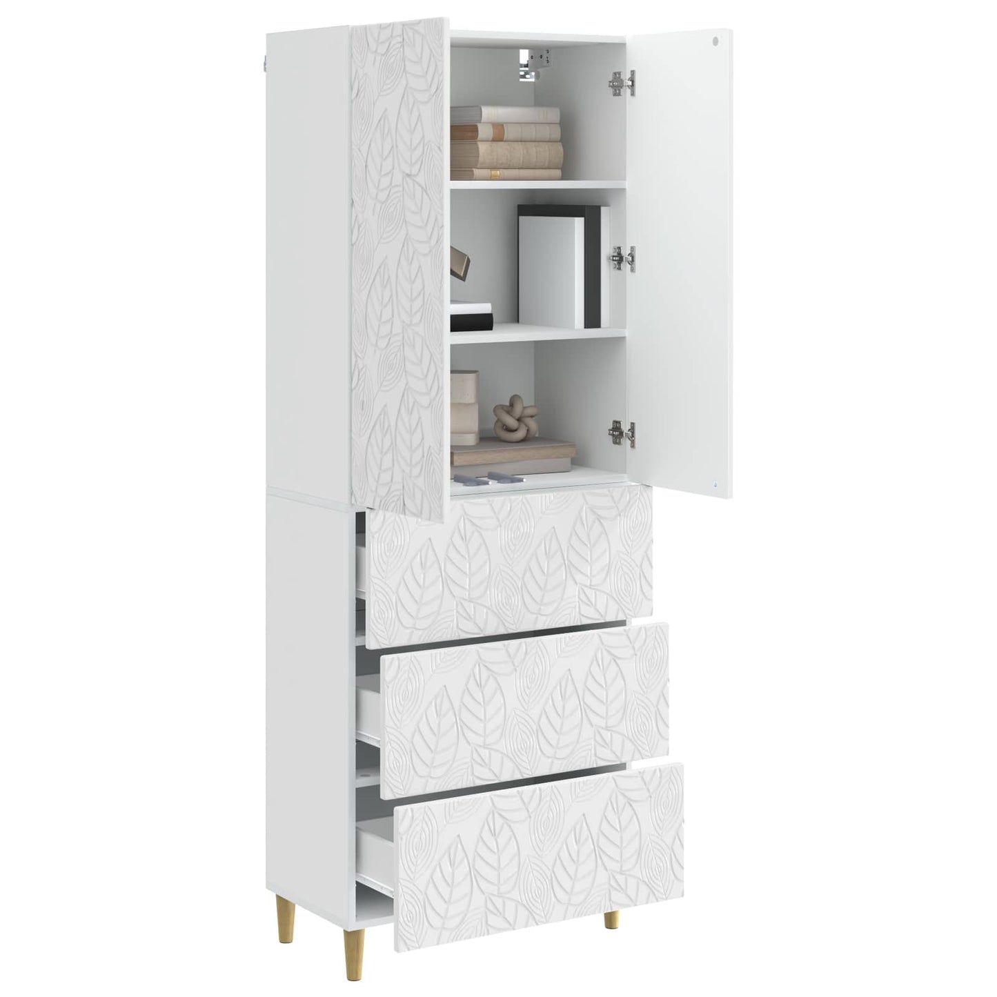 Skapsett 2 pcs Høgglans hvit 66 x 34,5 x 90 cm Konstruert tre