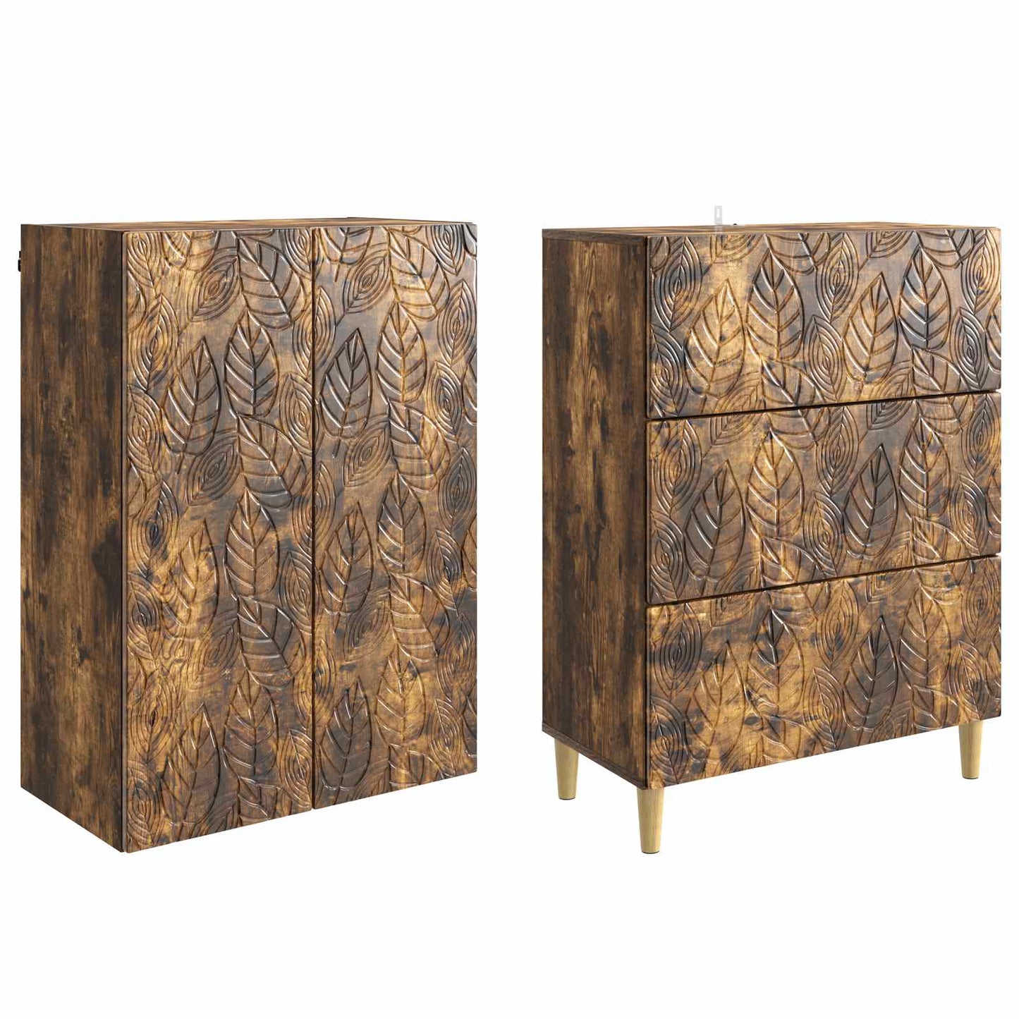 Skapsett 2 pcs Røkt Eik 66 x 34,5 x 90 cm Konstruert tre