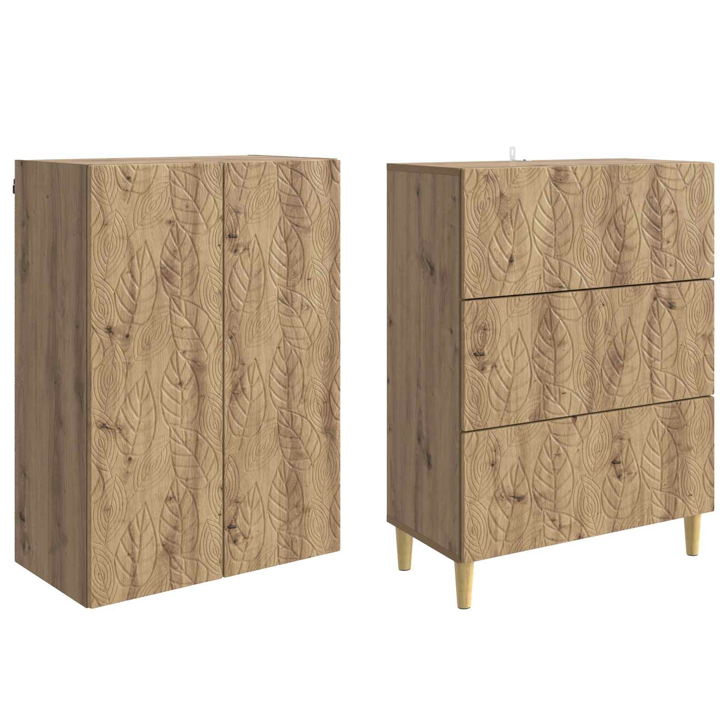 Skapsett 2 stk. 66 x 34,5 x 90 cm Konstruert tre Artisan eik