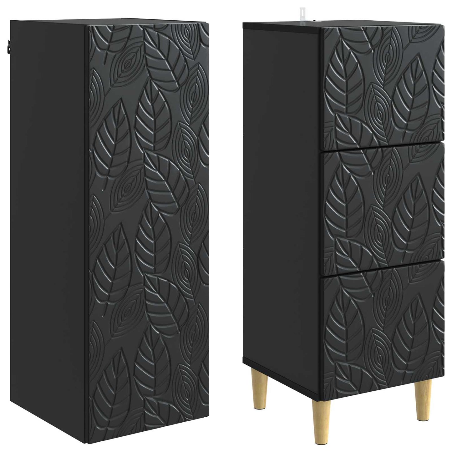 Skapsett 2 pcs Svart 33 x 34,5 x 90 cm Konstruert tre