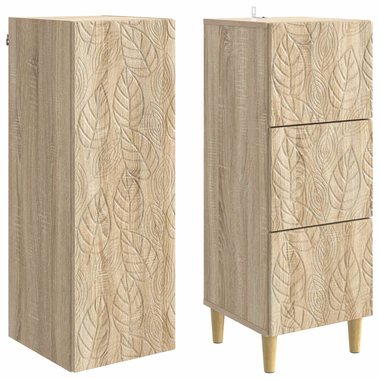 Skapsett 2 pcs Sonoma eik 33 x 34,5 x 90 cm Konstruert tre