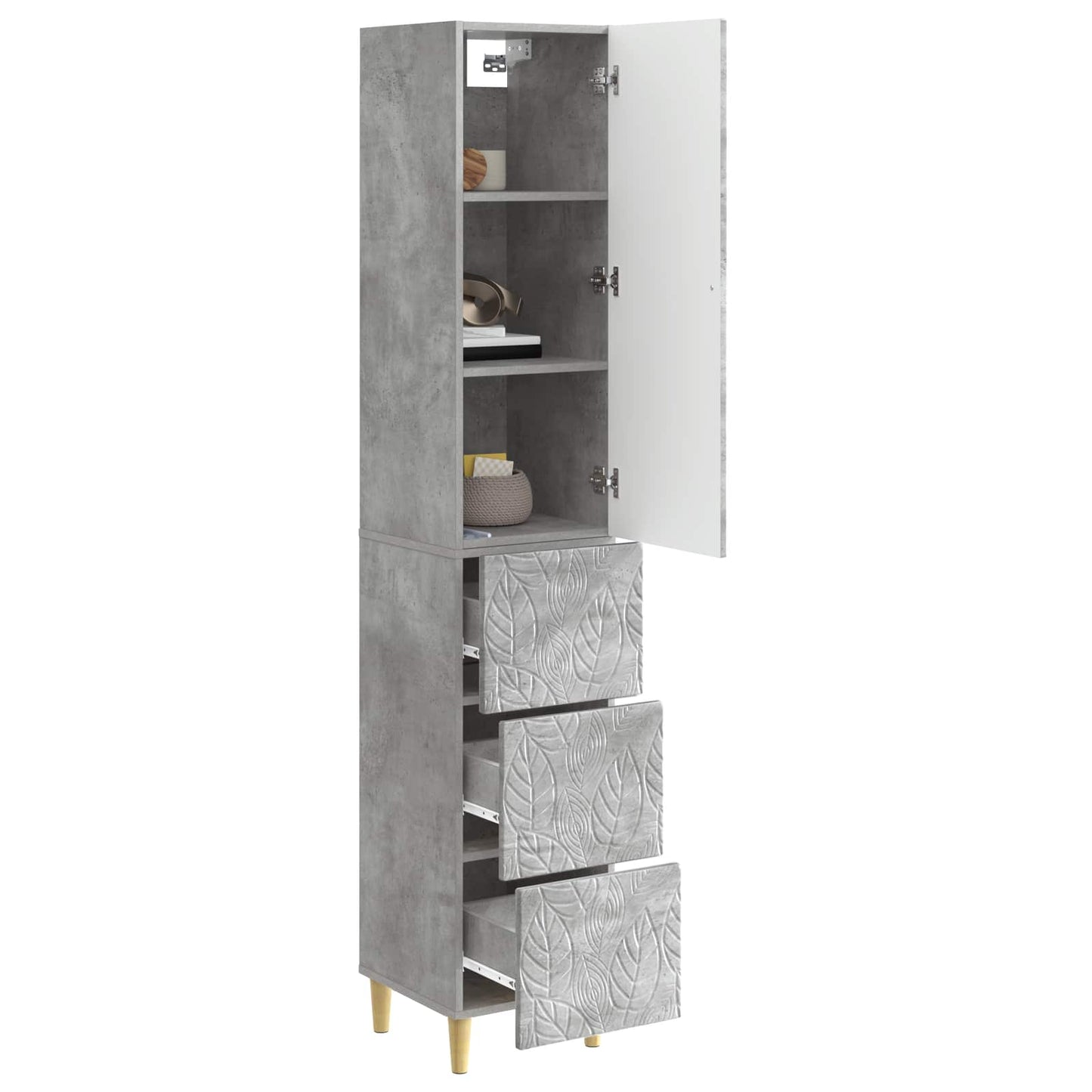 Skapsett 2 pcs Betonggrå 33 x 34,5 x 90 cm Konstruert tre