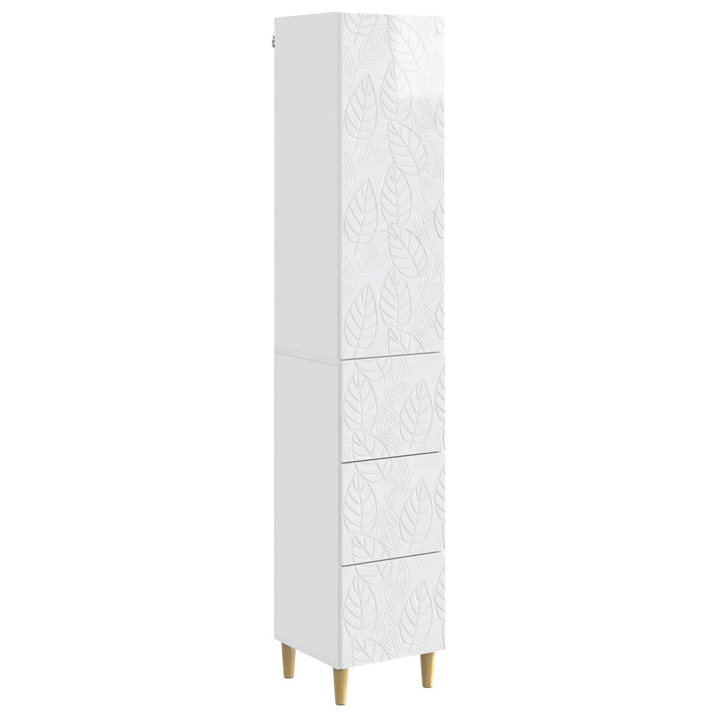 Skapsett 2 pcs Høgglans hvit 33 x 34,5 x 90 cm Konstruert tre