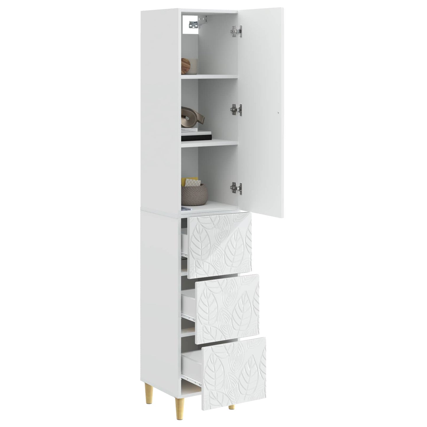 Skapsett 2 pcs Høgglans hvit 33 x 34,5 x 90 cm Konstruert tre