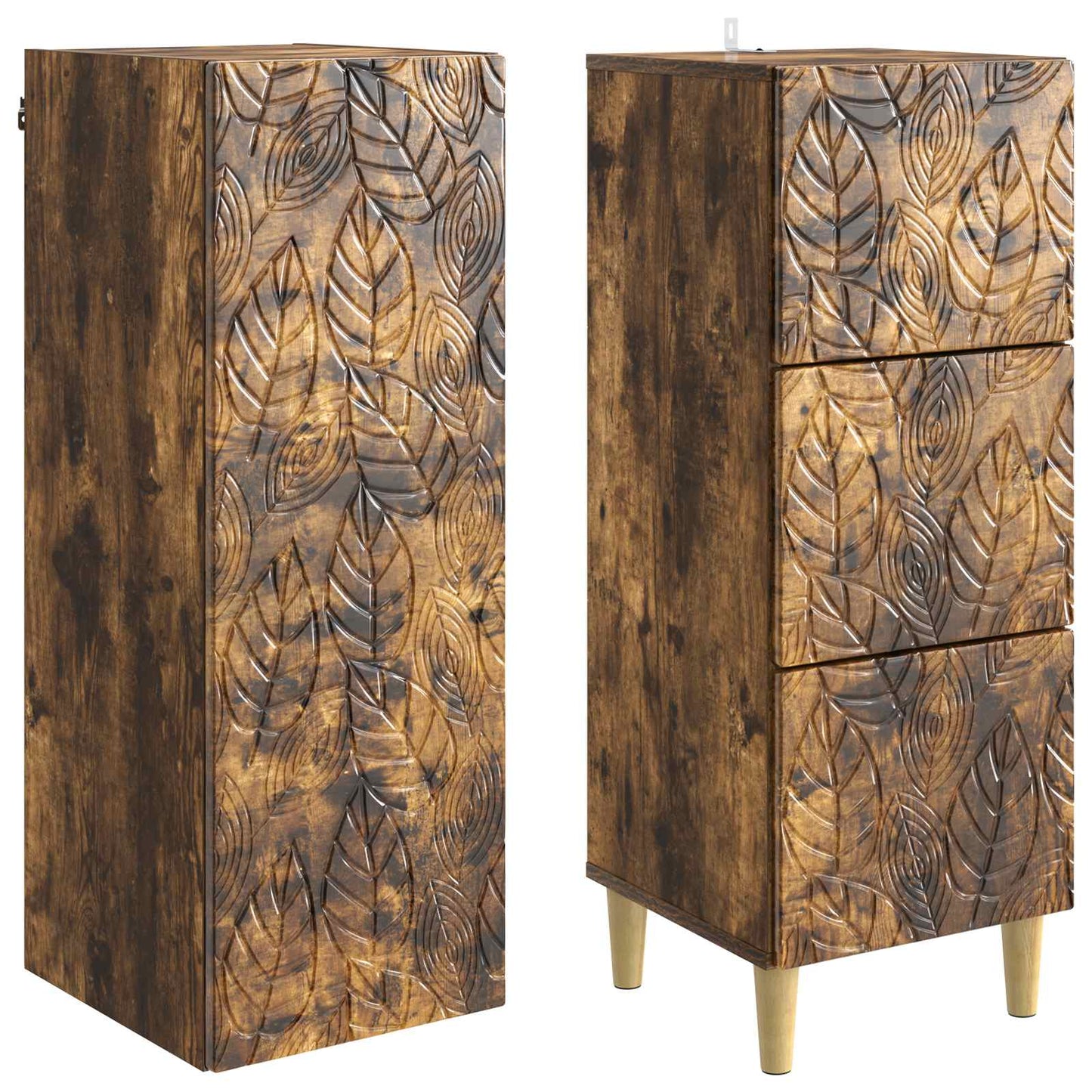 Skapsett 2 pcs Røkt Eik 33 x 34,5 x 90 cm Konstruert tre