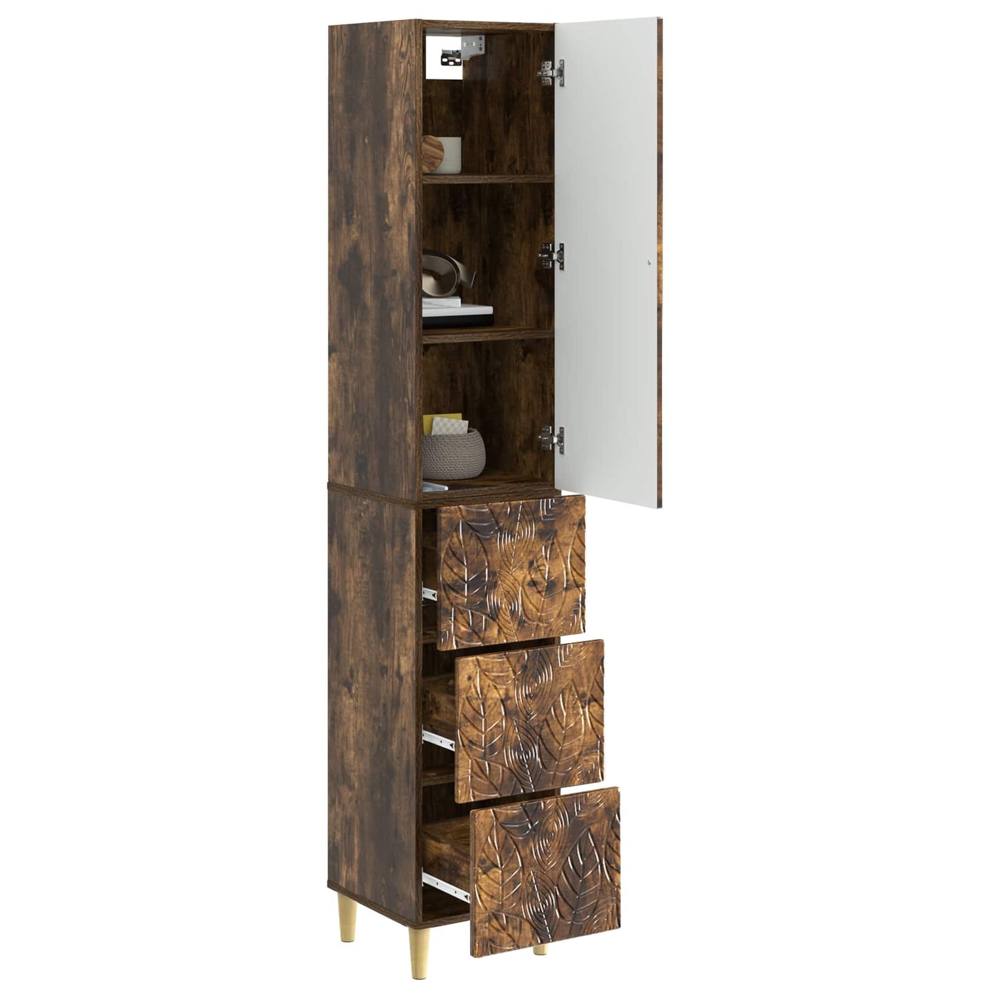 Skapsett 2 pcs Røkt Eik 33 x 34,5 x 90 cm Konstruert tre