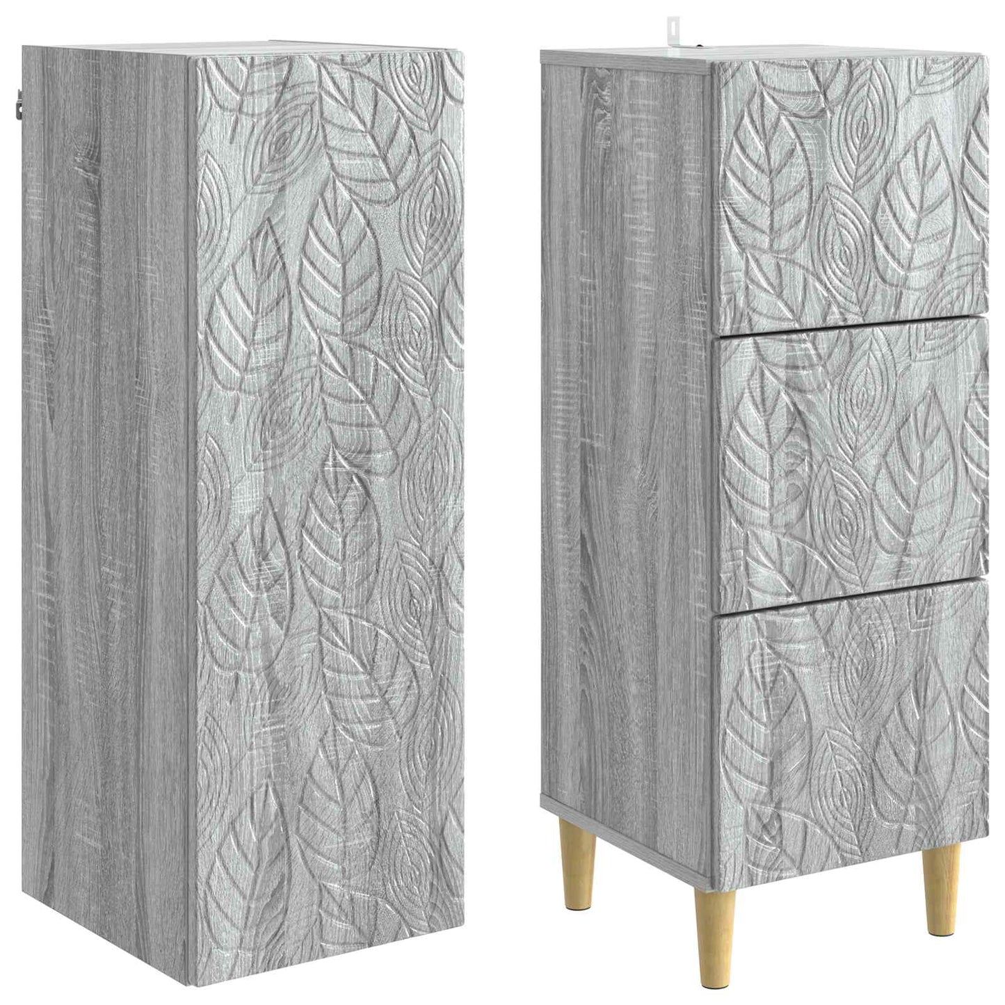 Skapsett 2 pcs Grå Sonoma 33 x 34,5 x 90 cm Konstruert tre