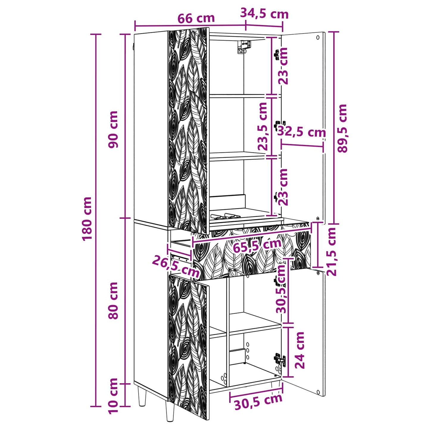 Skapsett 2 pcs Gammelt tre Konstruert tre