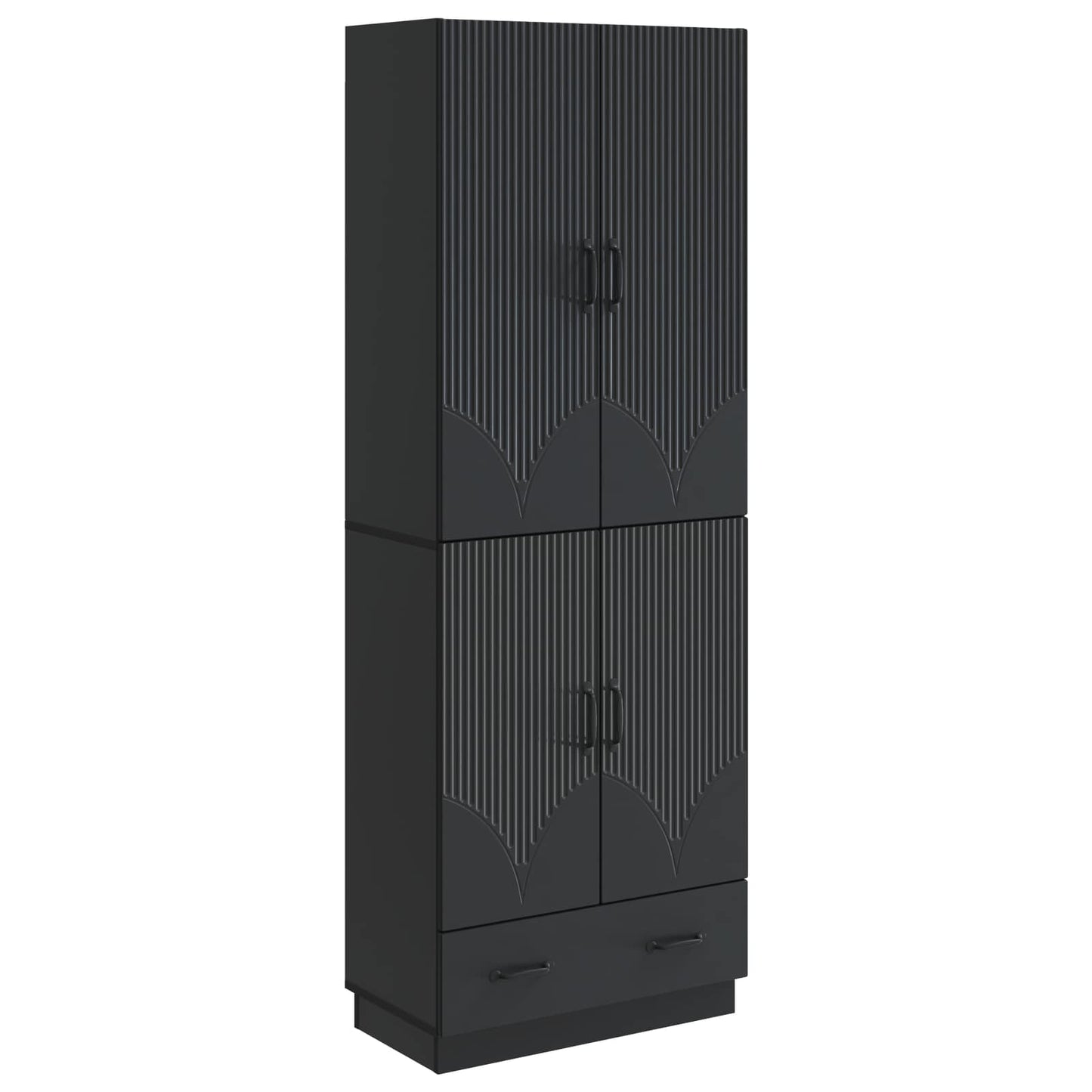 Skapsett 2 pcs Svart Konstruert tre
