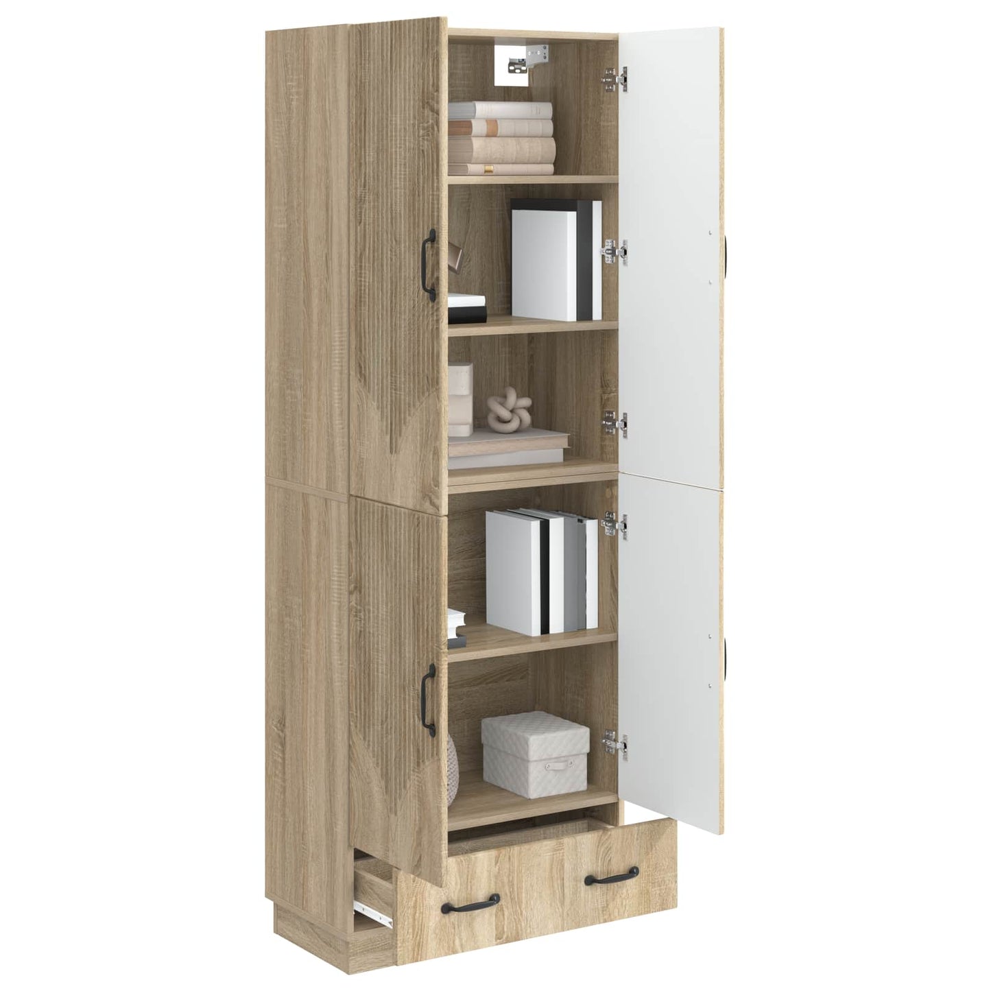 Skapsett 2 pcs Sonoma eik Konstruert tre