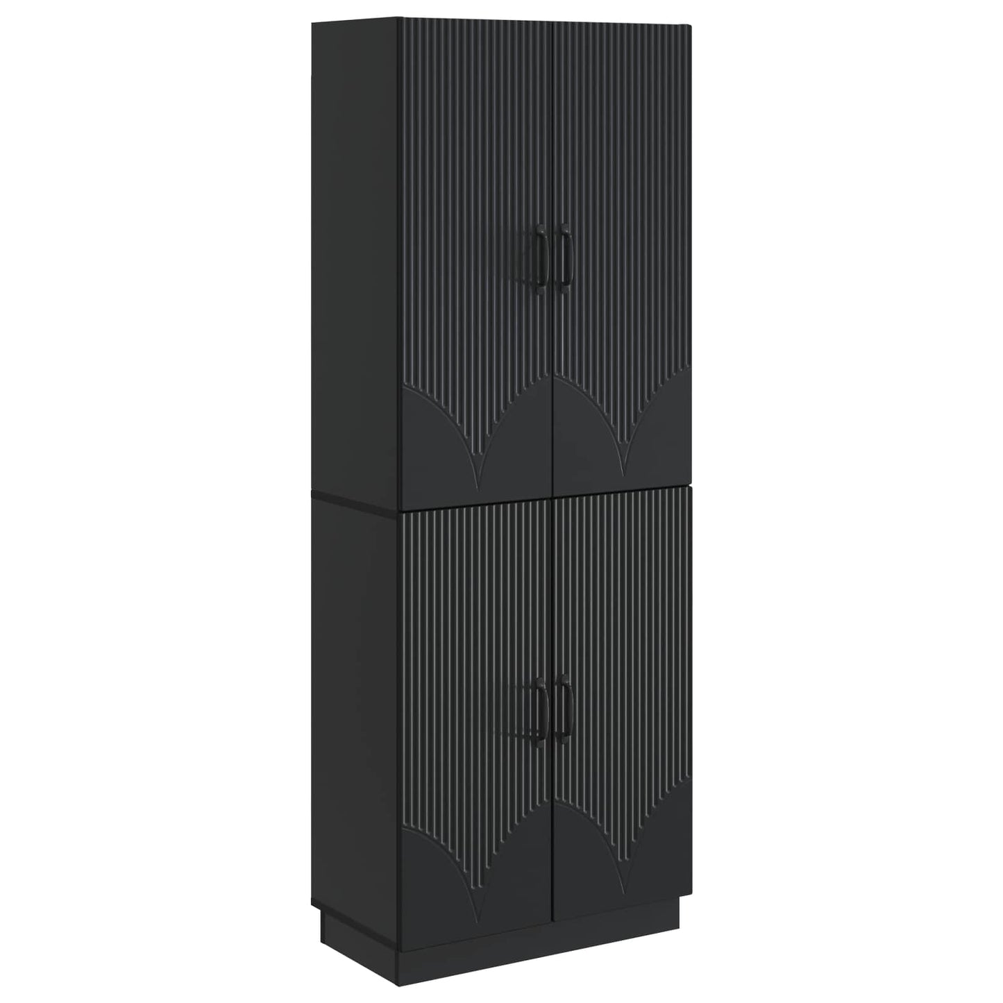 Skapsett 2 pcs Svart Konstruert tre