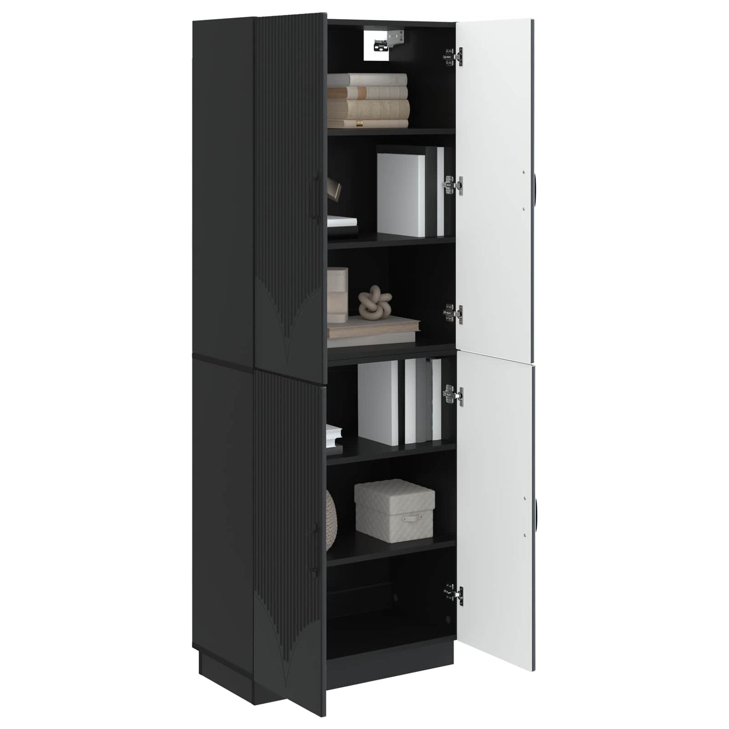 Skapsett 2 pcs Svart Konstruert tre